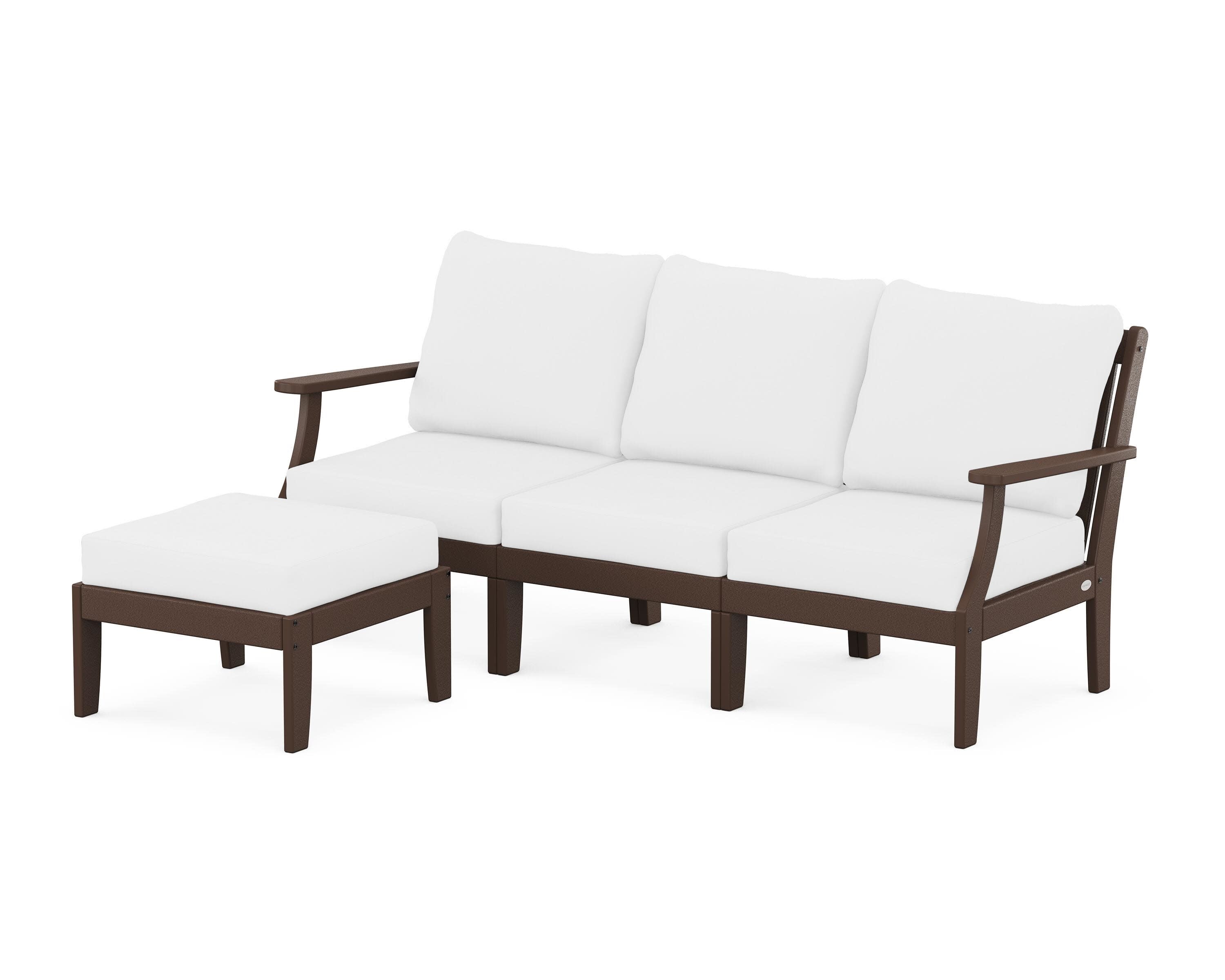 Braxton Modular 4-Piece Deep Seating Set with Ottoman in Mahogany / Natural