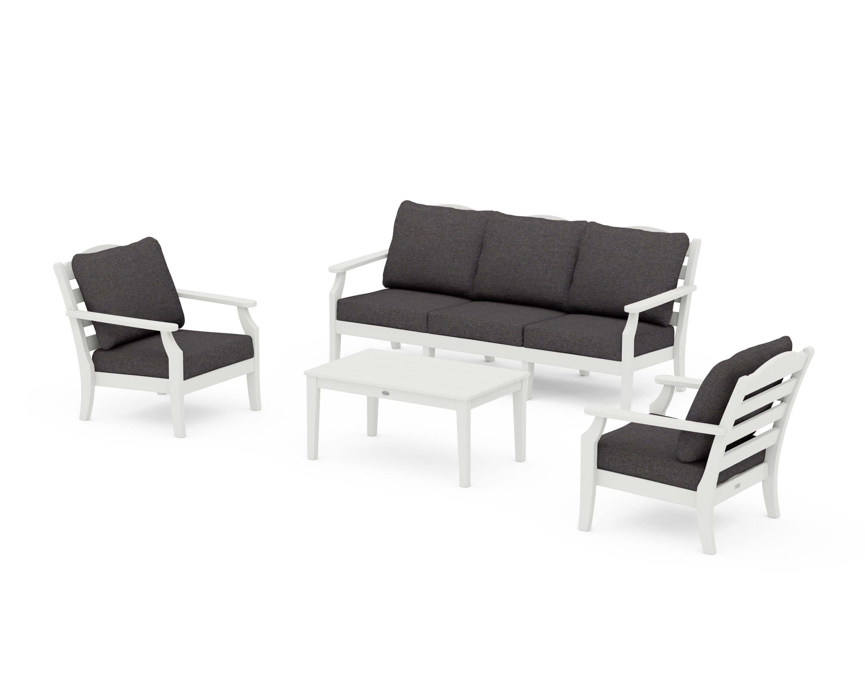 Savannah 4-Piece Deep Seating Set with Sofa in Vintage White / Ash Charcoal