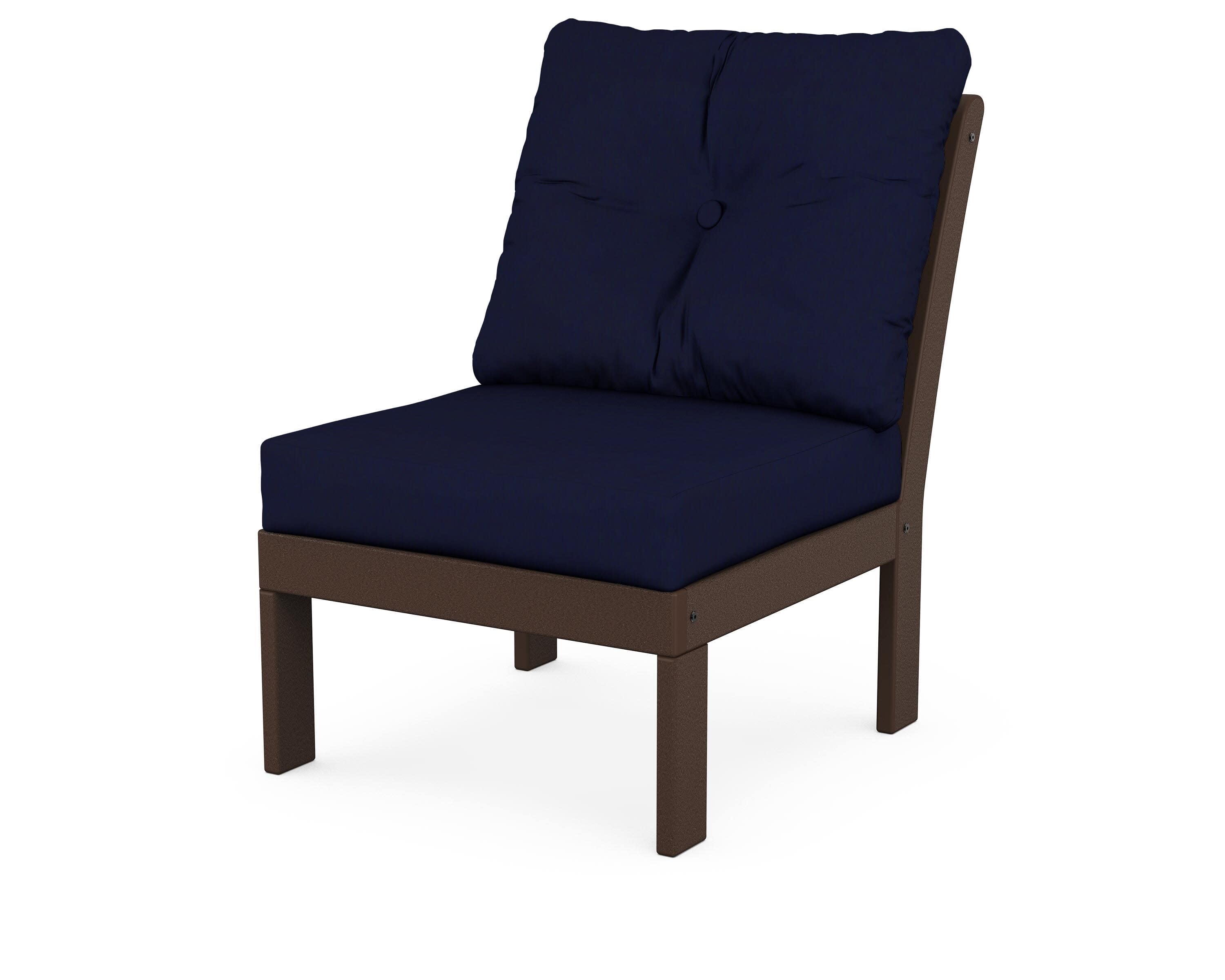 Vineyard Modular Armless Chair in Mahogany / Navy