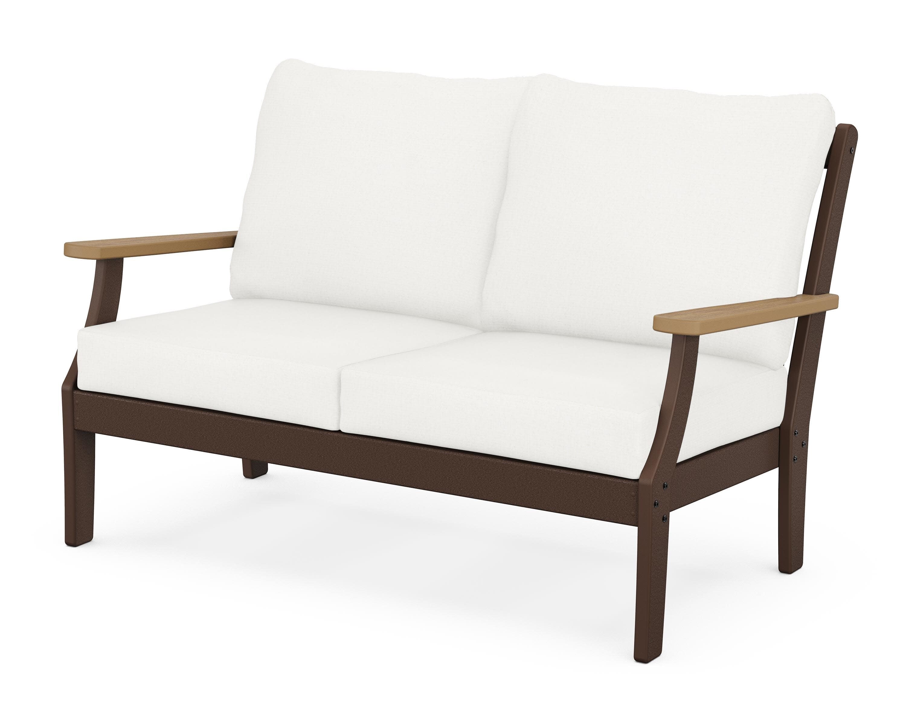 Braxton Deep Seating Loveseat in Mahogany / Natural / Natural Linen
