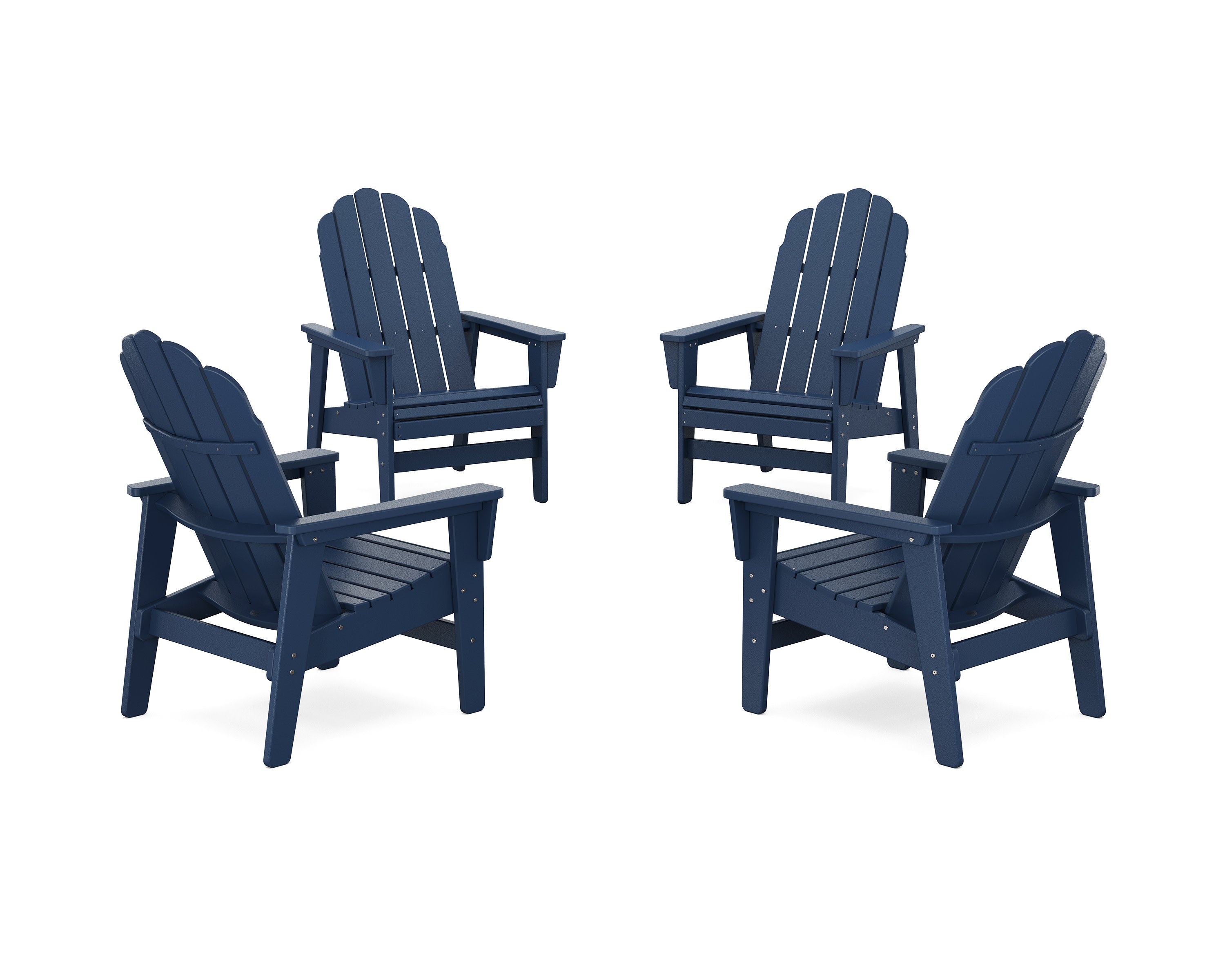 4-Piece Vineyard Grand Upright Adirondack Chair Conversation Set in Navy