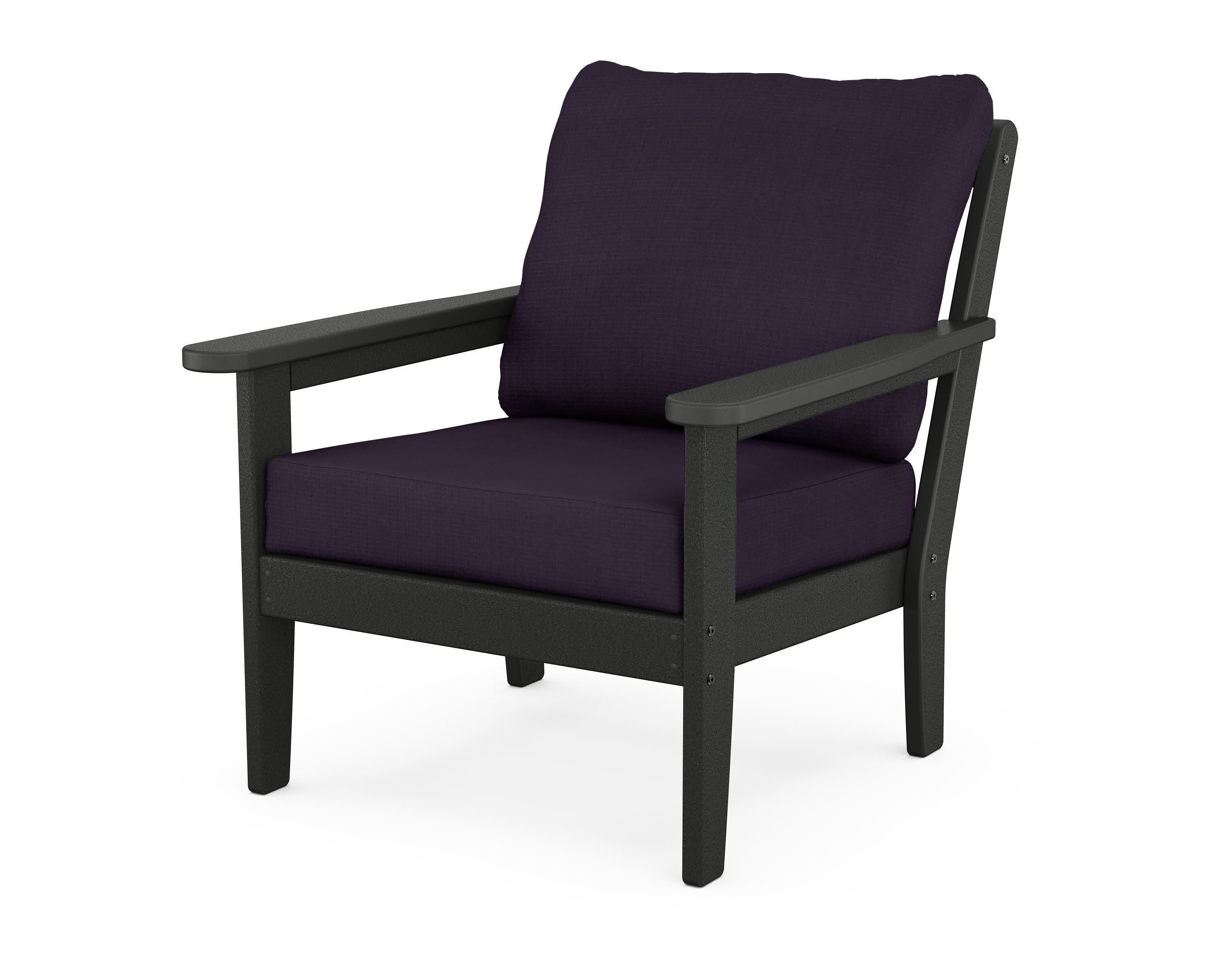 Cottage Deep Seating Chair in Black / Navy Linen