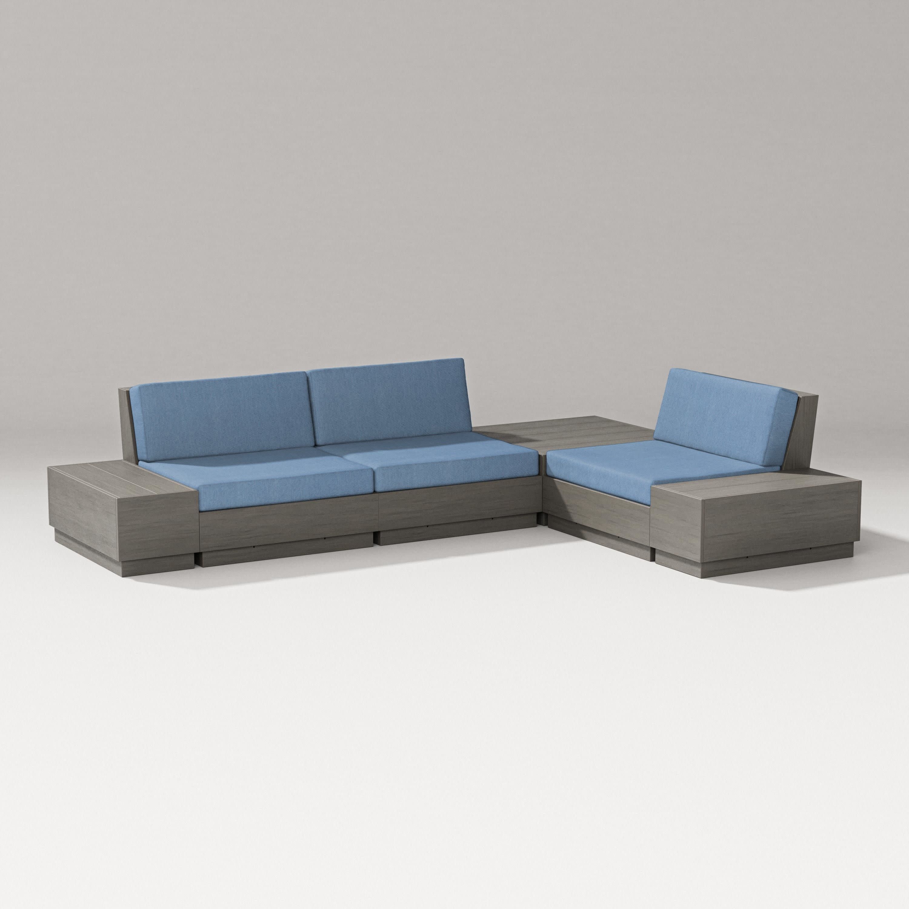 Elevate 6-Piece Corner Sectional in Driftwood / Sky Blue