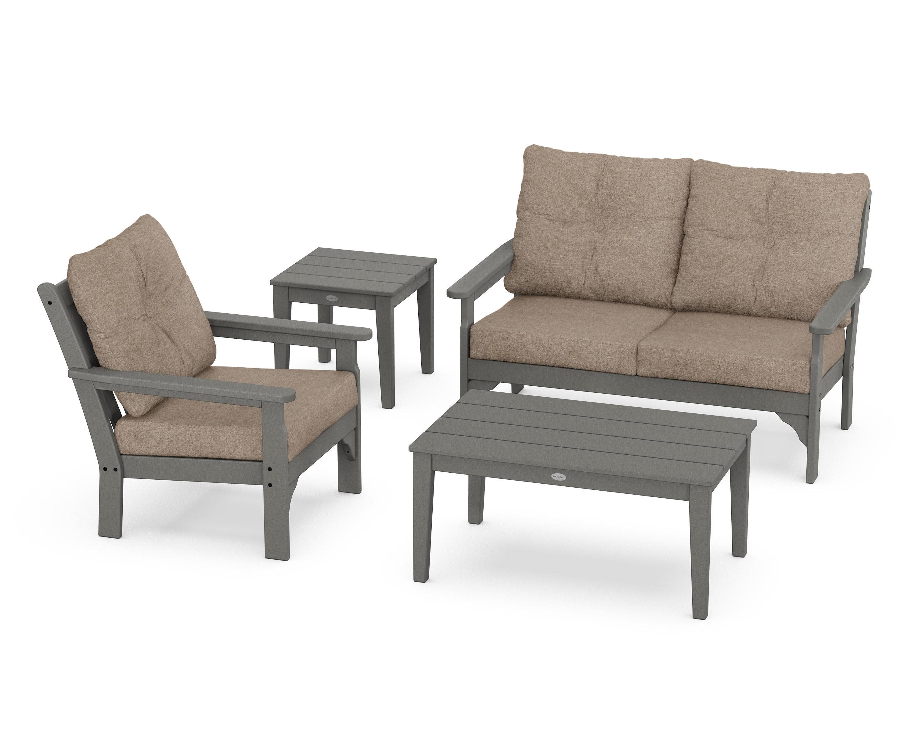Vineyard 4-Piece Deep Seating Set in Slate Grey / Spiced Burlap