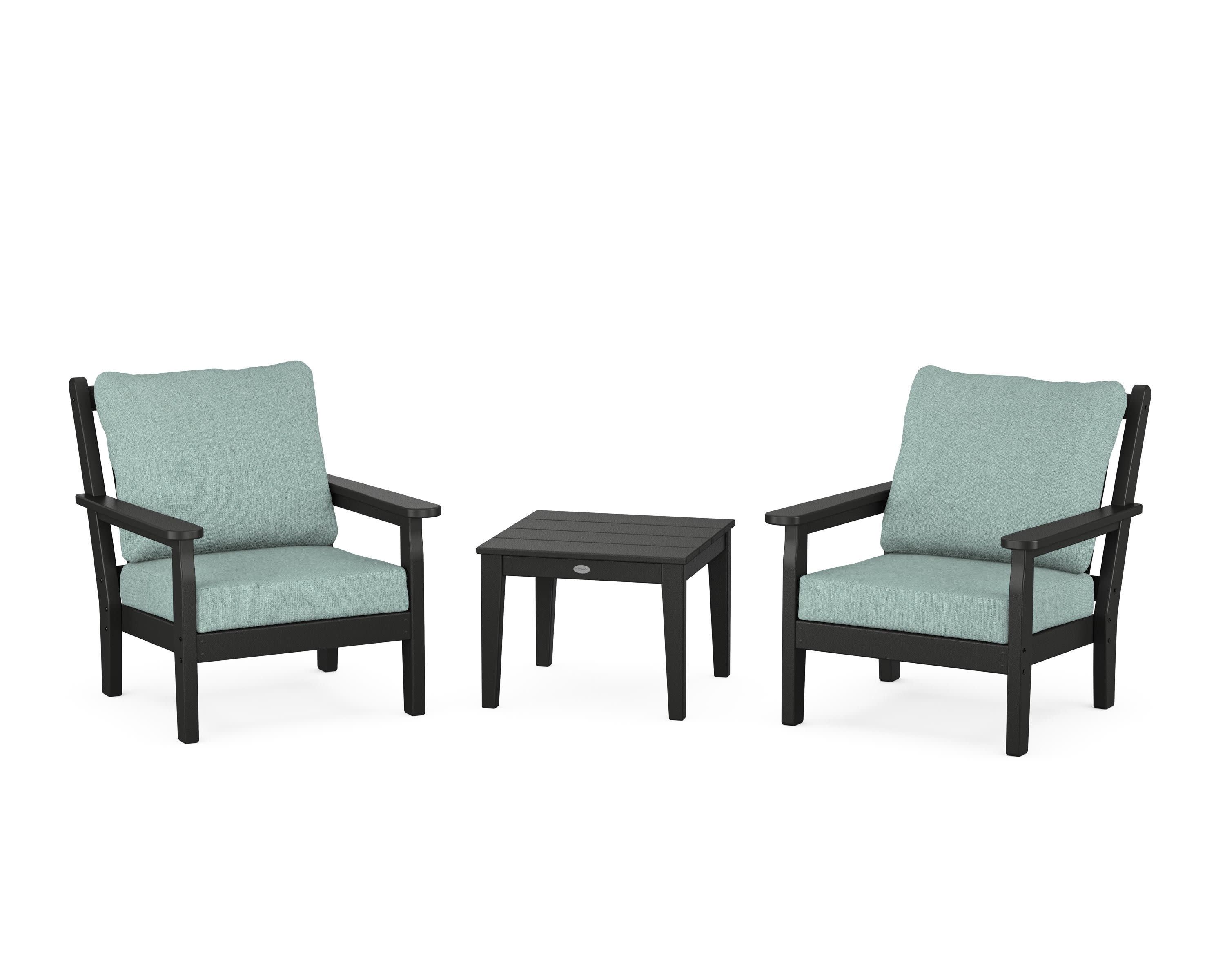 Chippendale 3-Piece Deep Seating Set in Black / Glacier Spa
