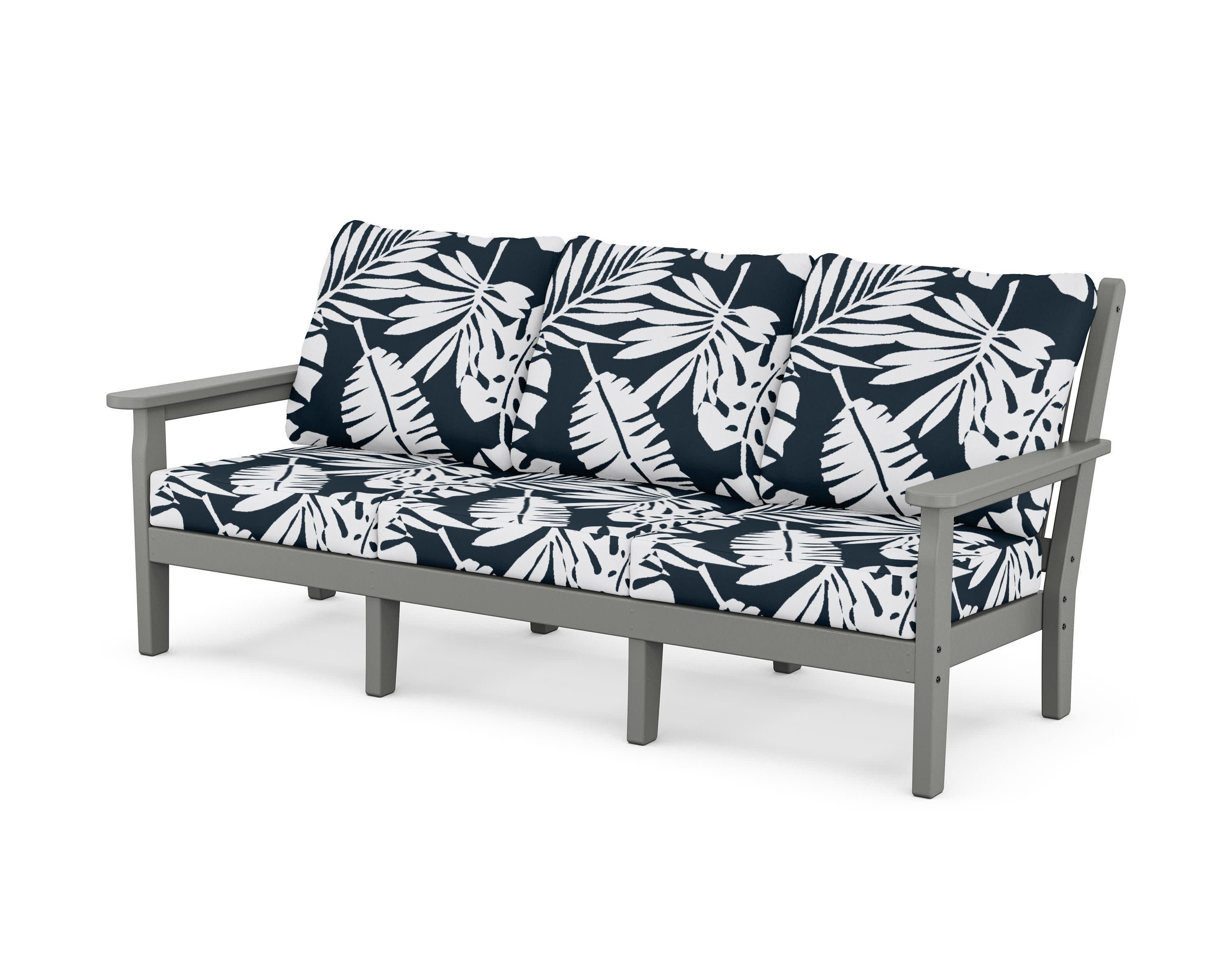 Chippendale Deep Seating Sofa in Slate Grey / Leaf Marine Indigo