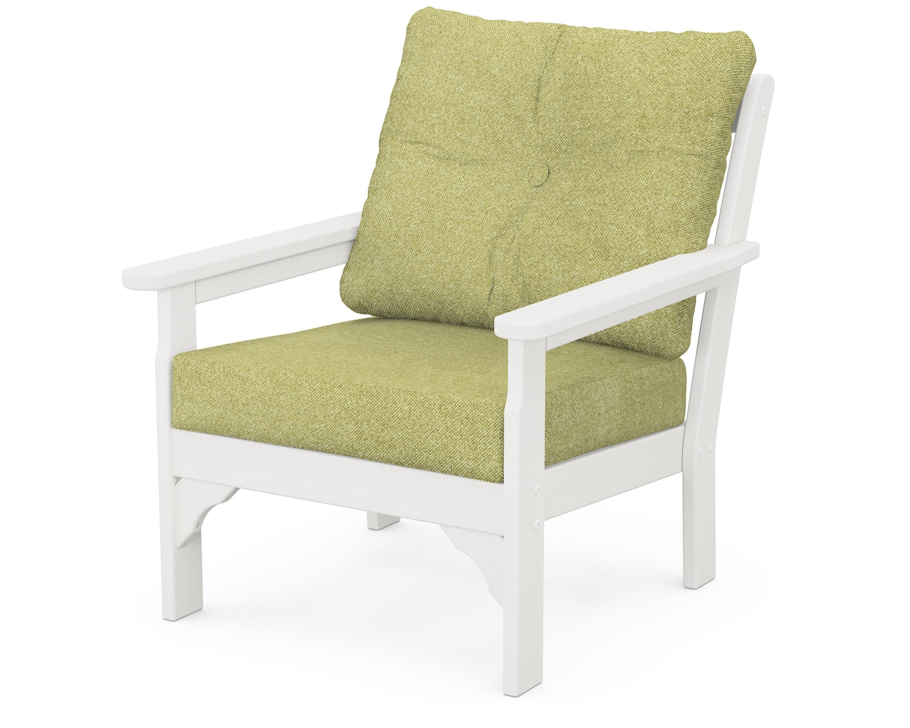 Vineyard Deep Seating Chair in Vintage White / Chartreuse Boucle