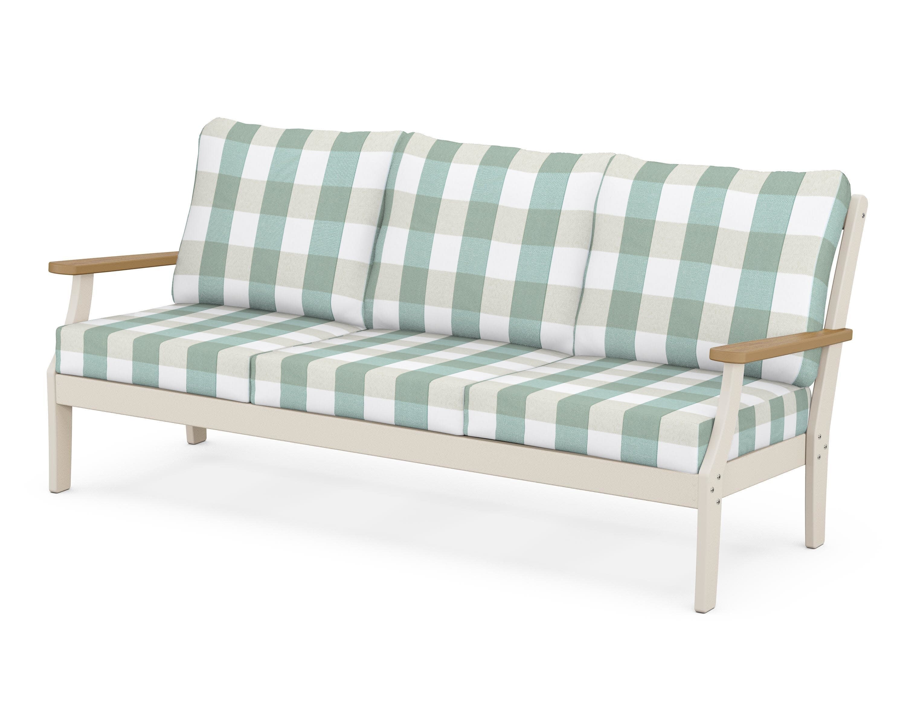 Braxton Deep Seating Sofa in Sand / Natural / Buffalo Plaid Glacier Spa