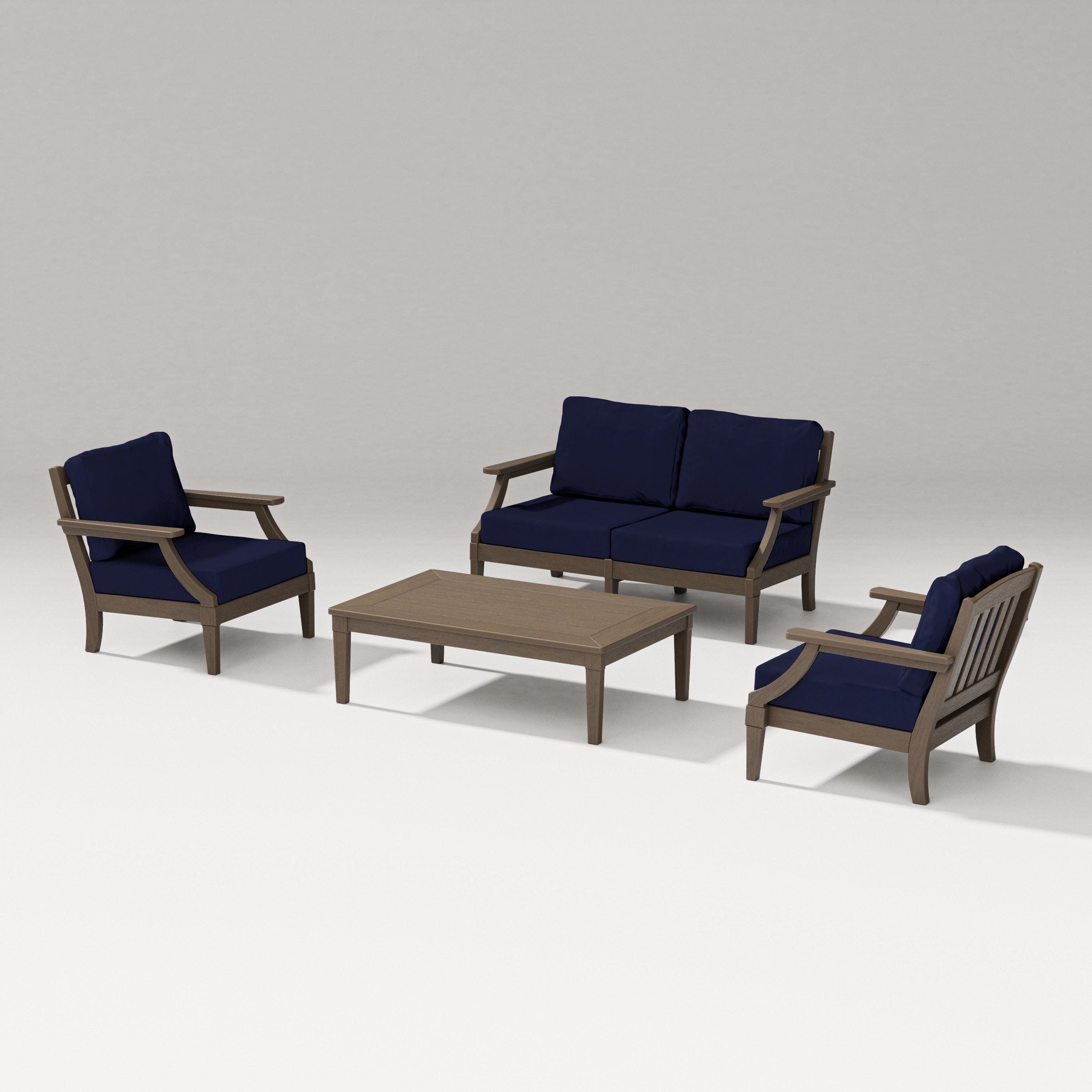 Estate Lounge 4-Piece Loveseat Set in Kona / Navy