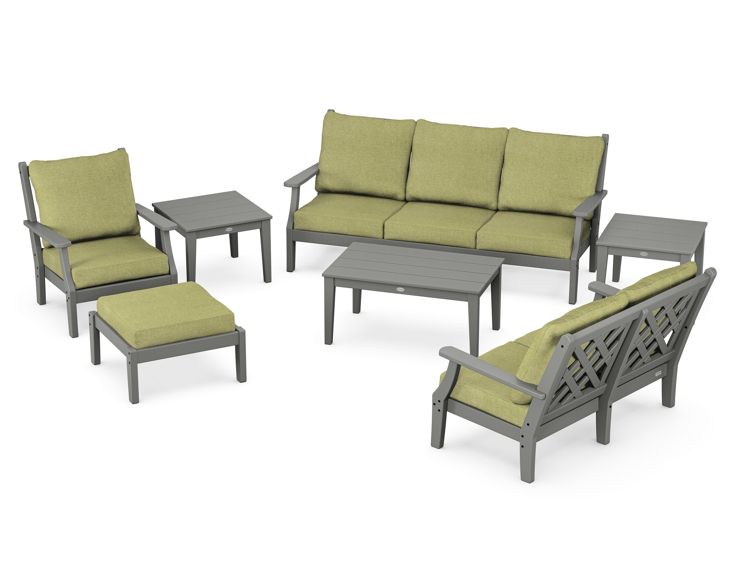 Wovendale 7-Piece Deep Seating Set in Slate Grey / Chartreuse Boucle