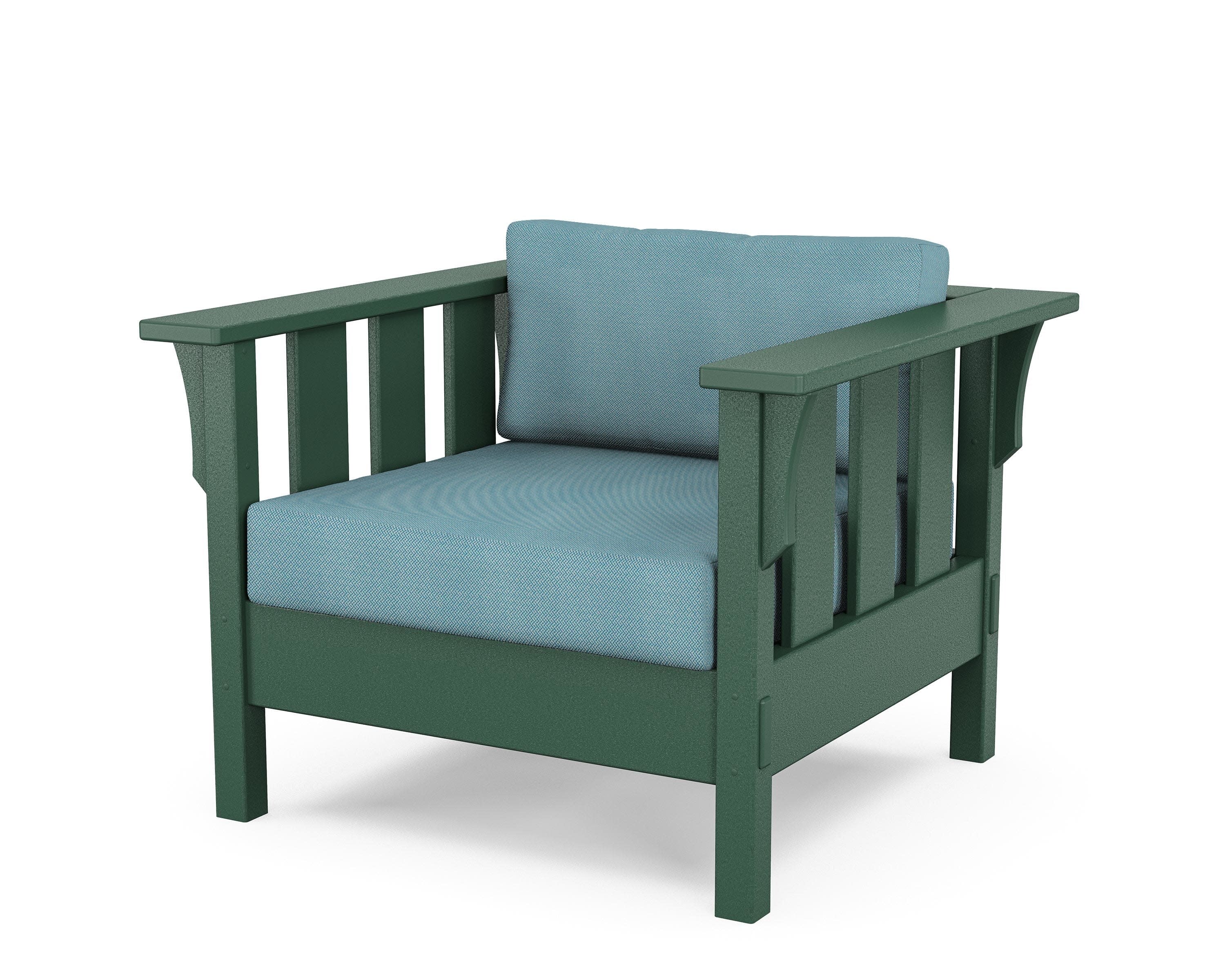 Acadia Deep Seating Chair in Green / Lattice Sky Blue
