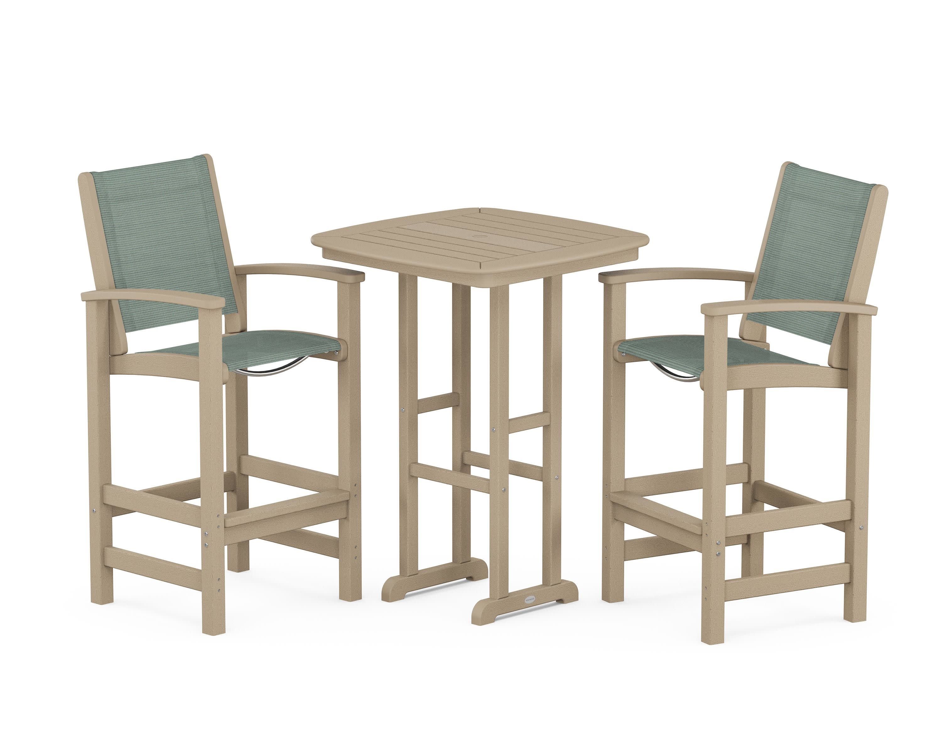 Coastal 3-Piece Bar Set in Vintage Sahara / Dupioni Sea Mist Sling