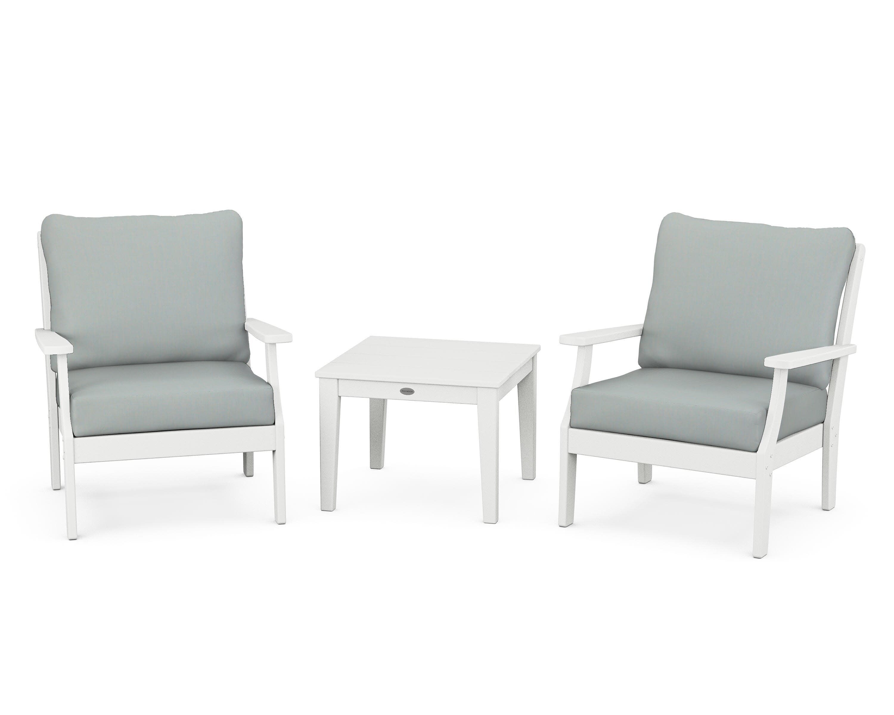 Braxton 3-Piece Deep Seating Set in White / Spa