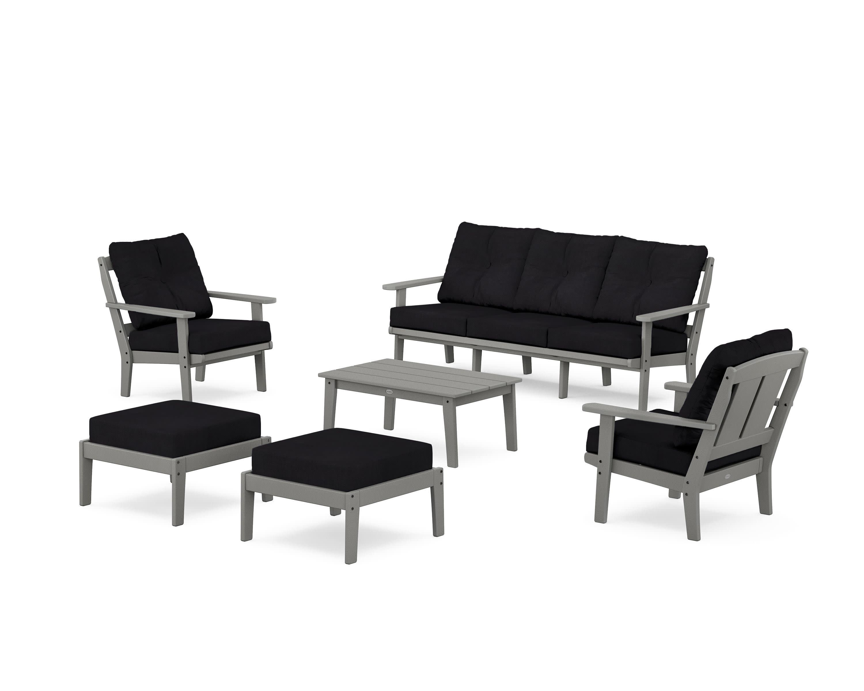 Mission 6-Piece Lounge Sofa Set in Slate Grey / Midnight Linen