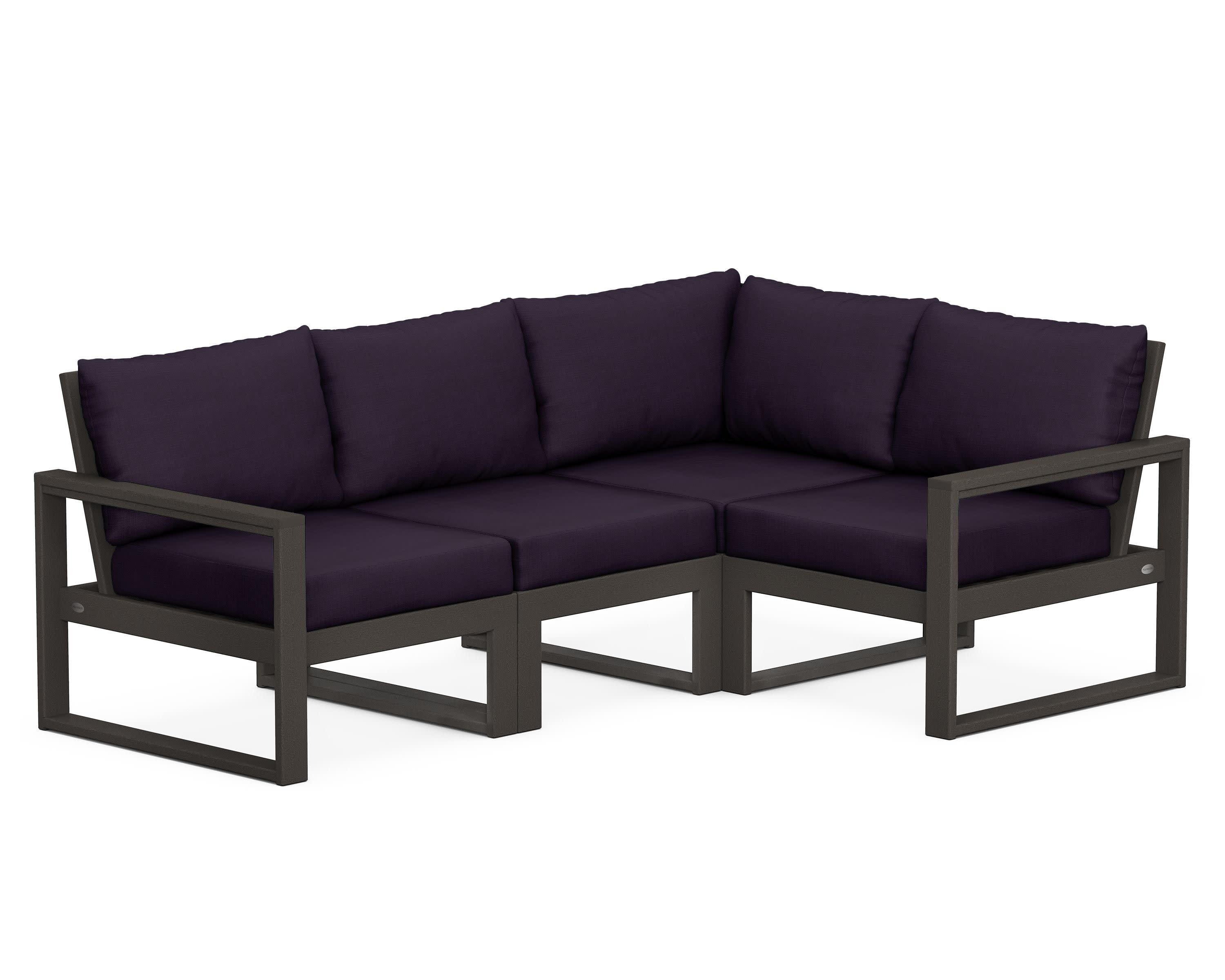EDGE 4-Piece Modular Deep Seating Set in Vintage Coffee / Navy Linen