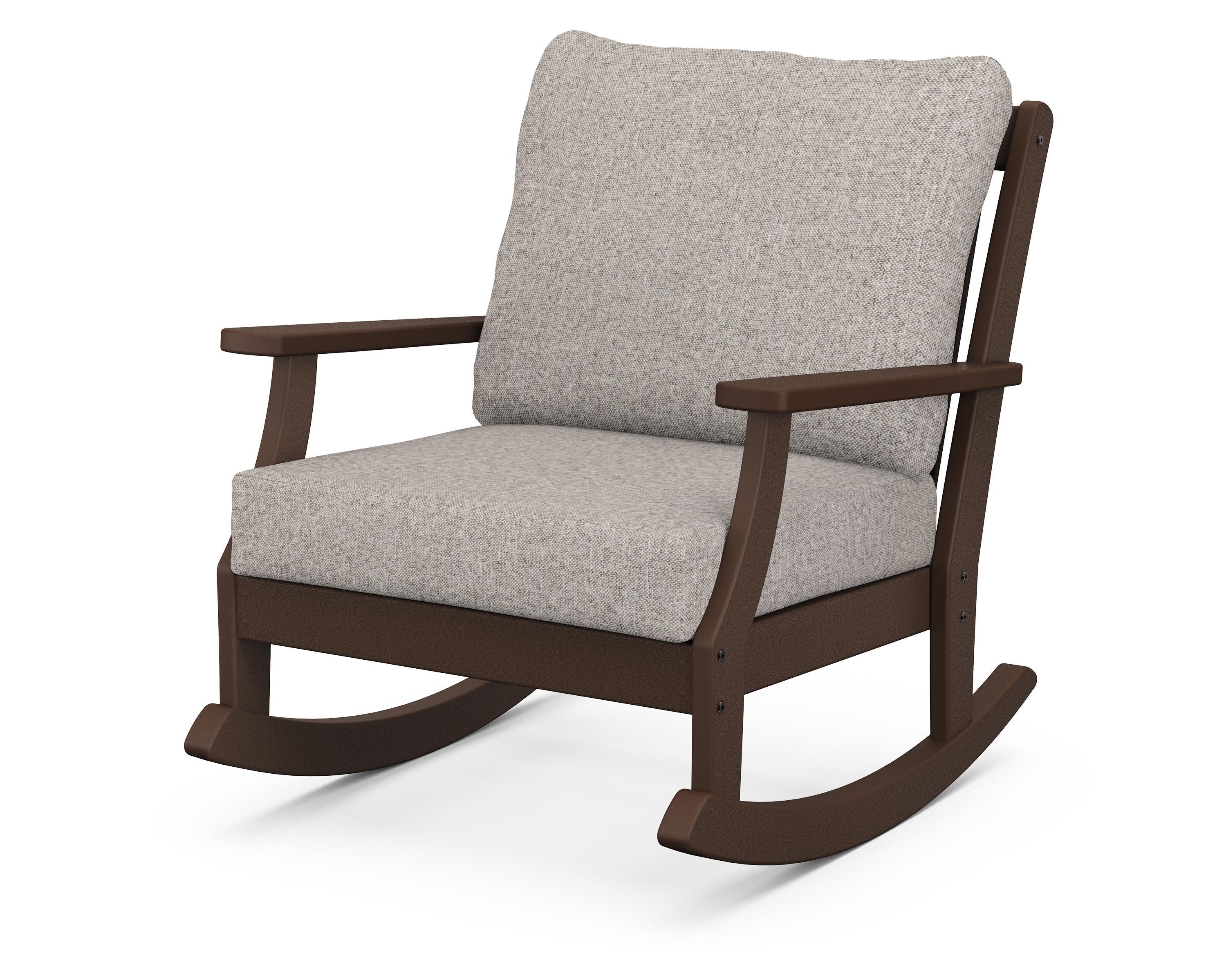 Braxton Deep Seating Rocking Chair in Mahogany / Weathered Tweed