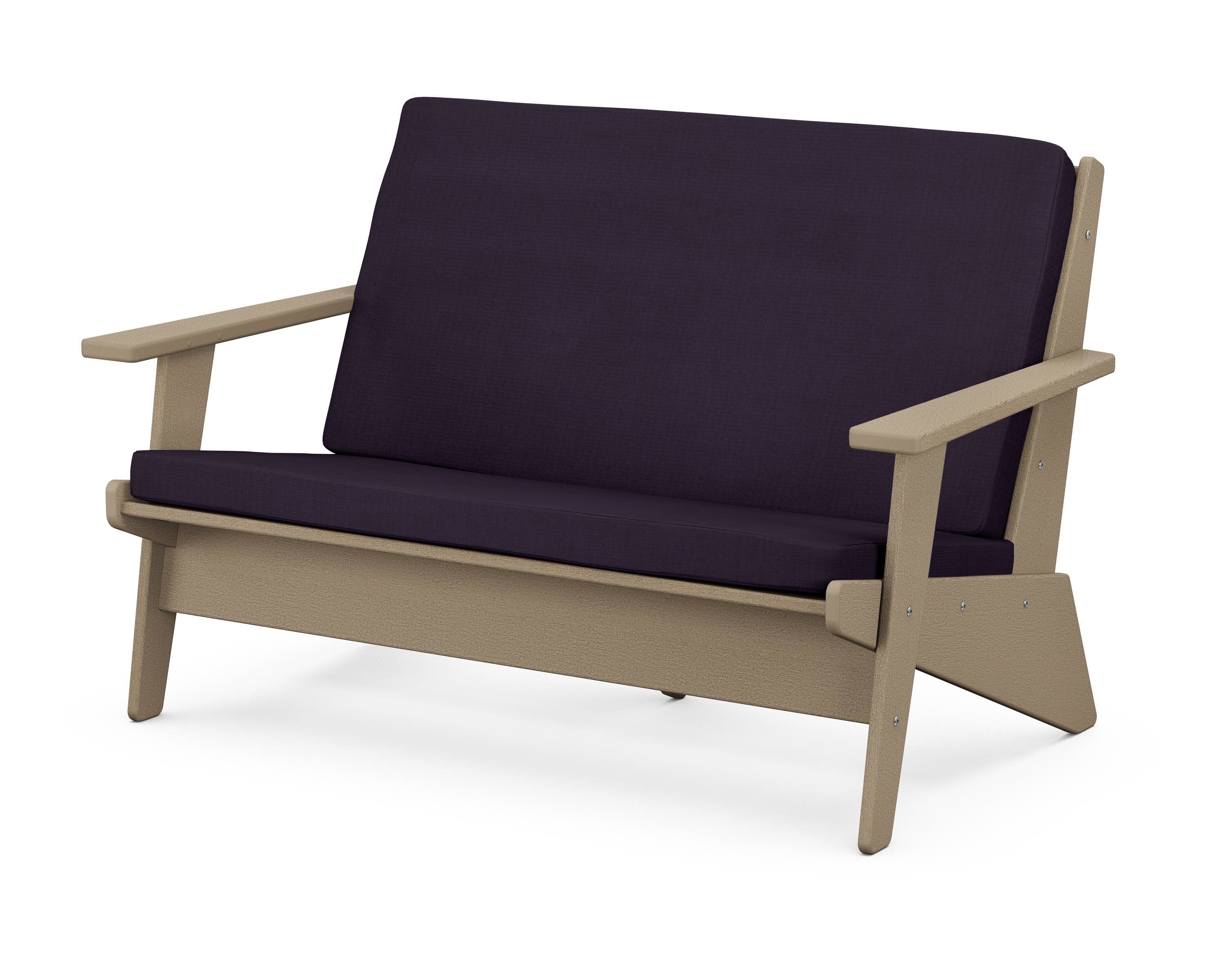 Riviera Modern Lounge Loveseat in Vintage Sahara / Navy Linen