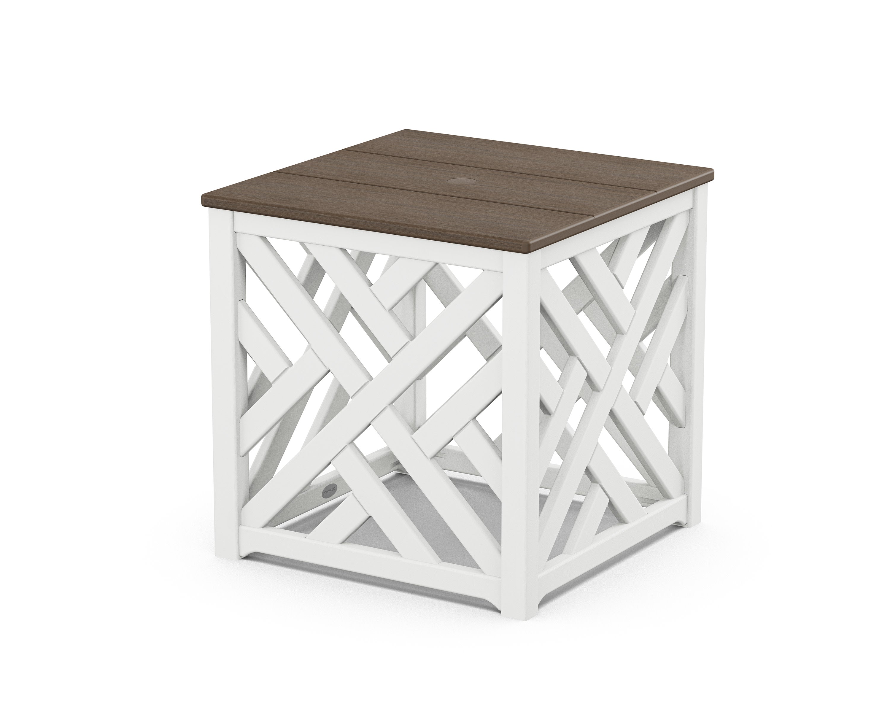 Chippendale Umbrella Stand Accent Table in White / Kona