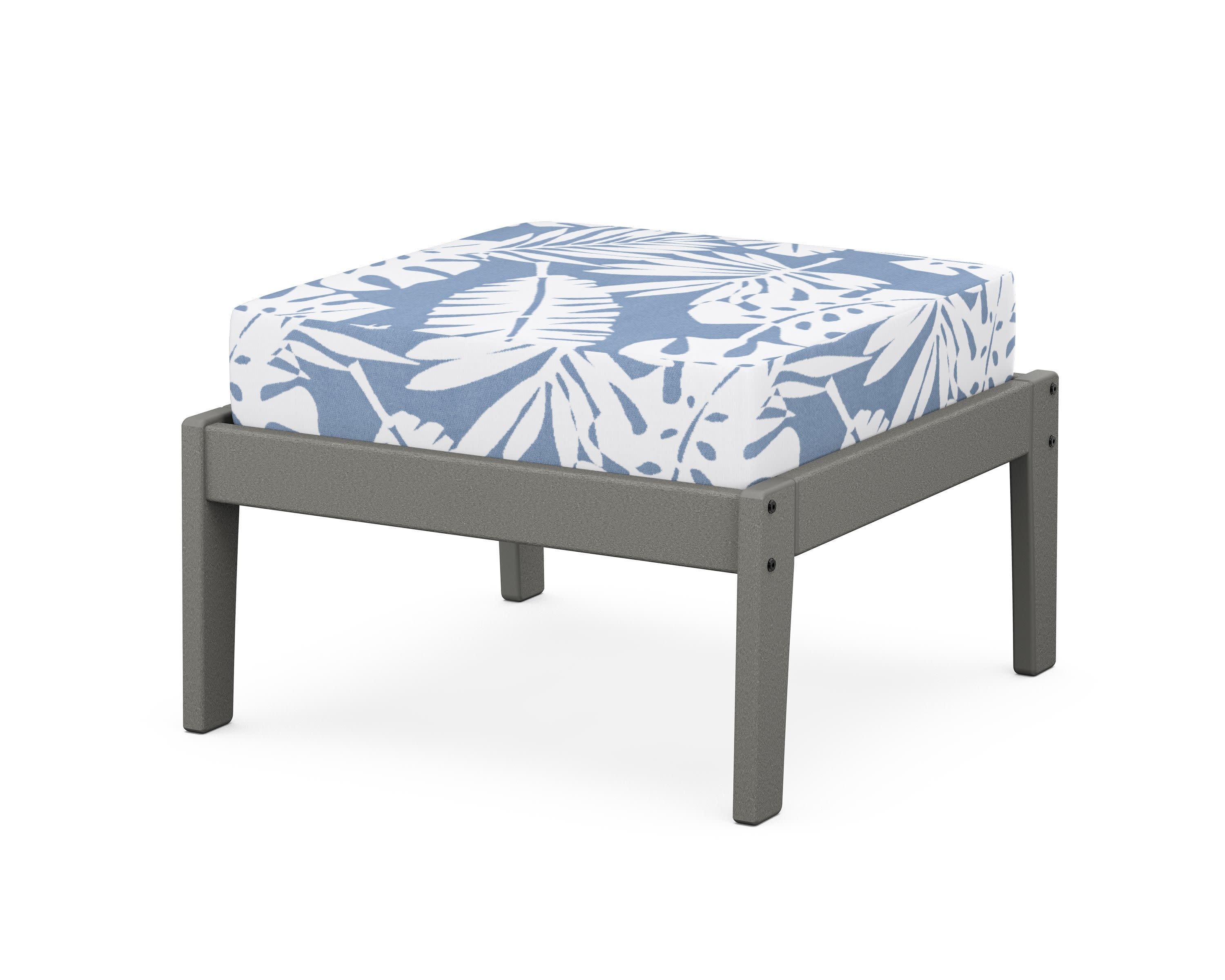Deep Seating Ottoman in Slate Grey / Leaf Sky Blue