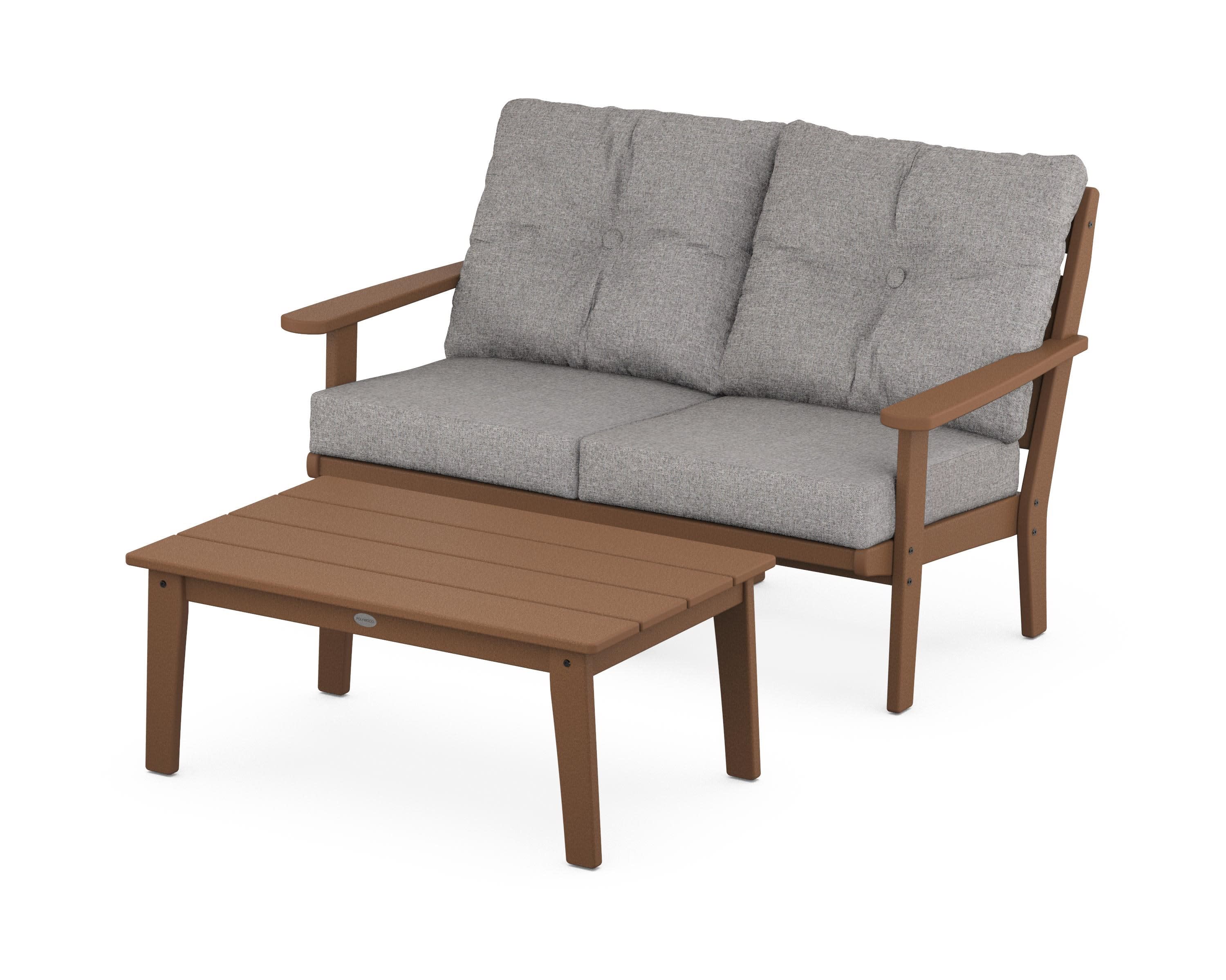 Lakeside 2-Piece Lounge Loveseat Set in Teak / Grey Mist