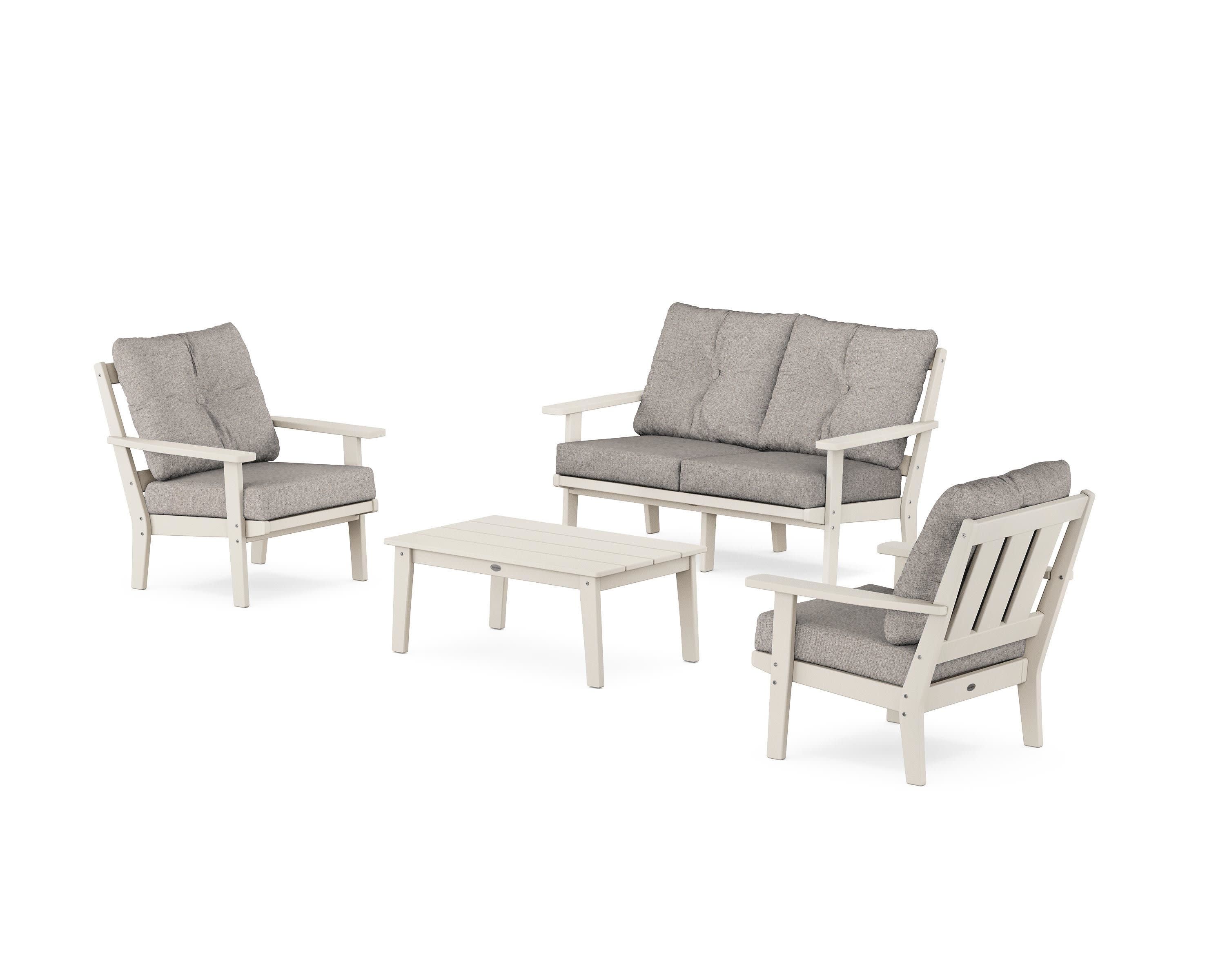 Oxford 4-Piece Deep Seating Set with Loveseat in Sand / Weathered Tweed