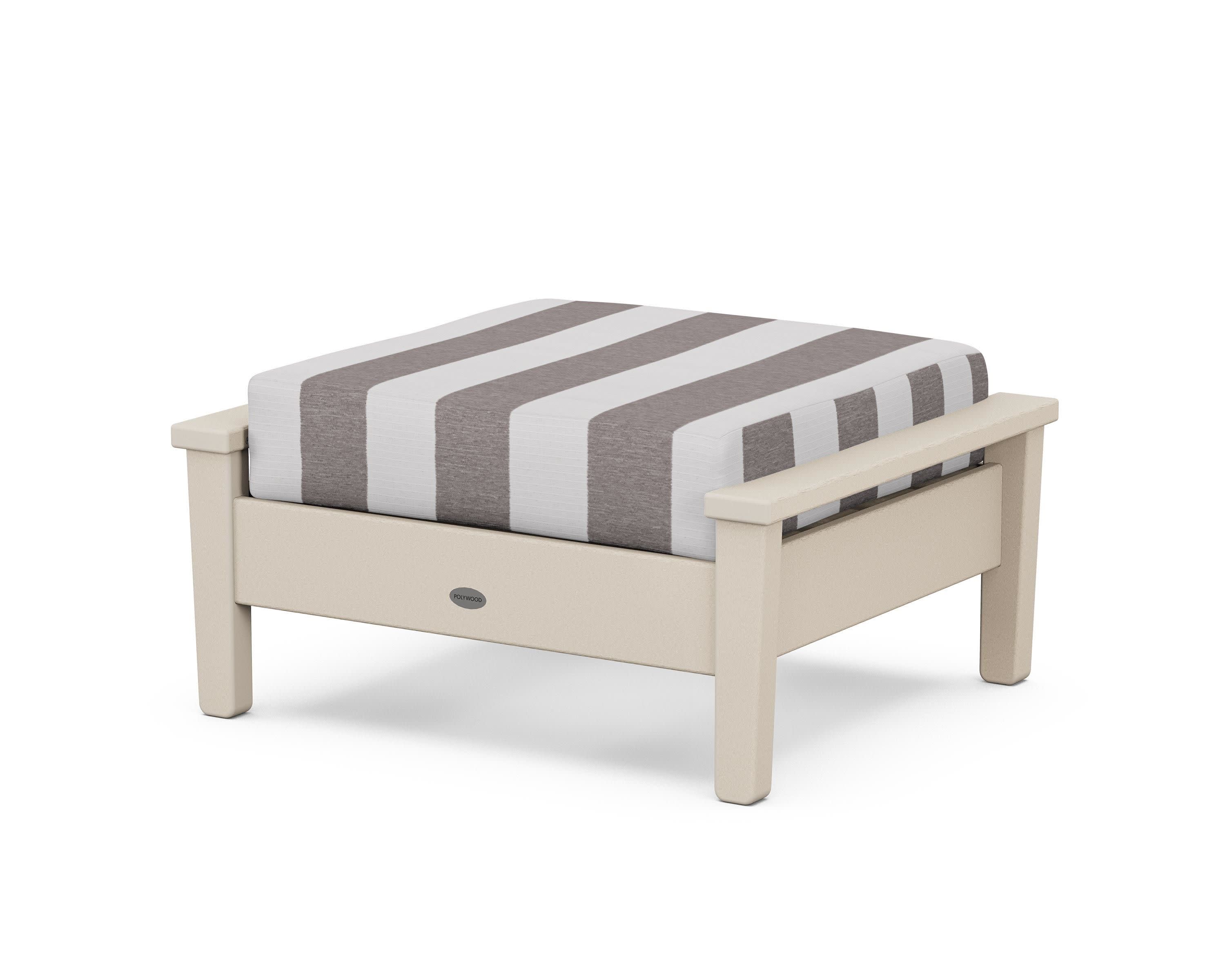 Prescott Deep Seating Ottoman in Sand / Cabana Stripe Grey Mist
