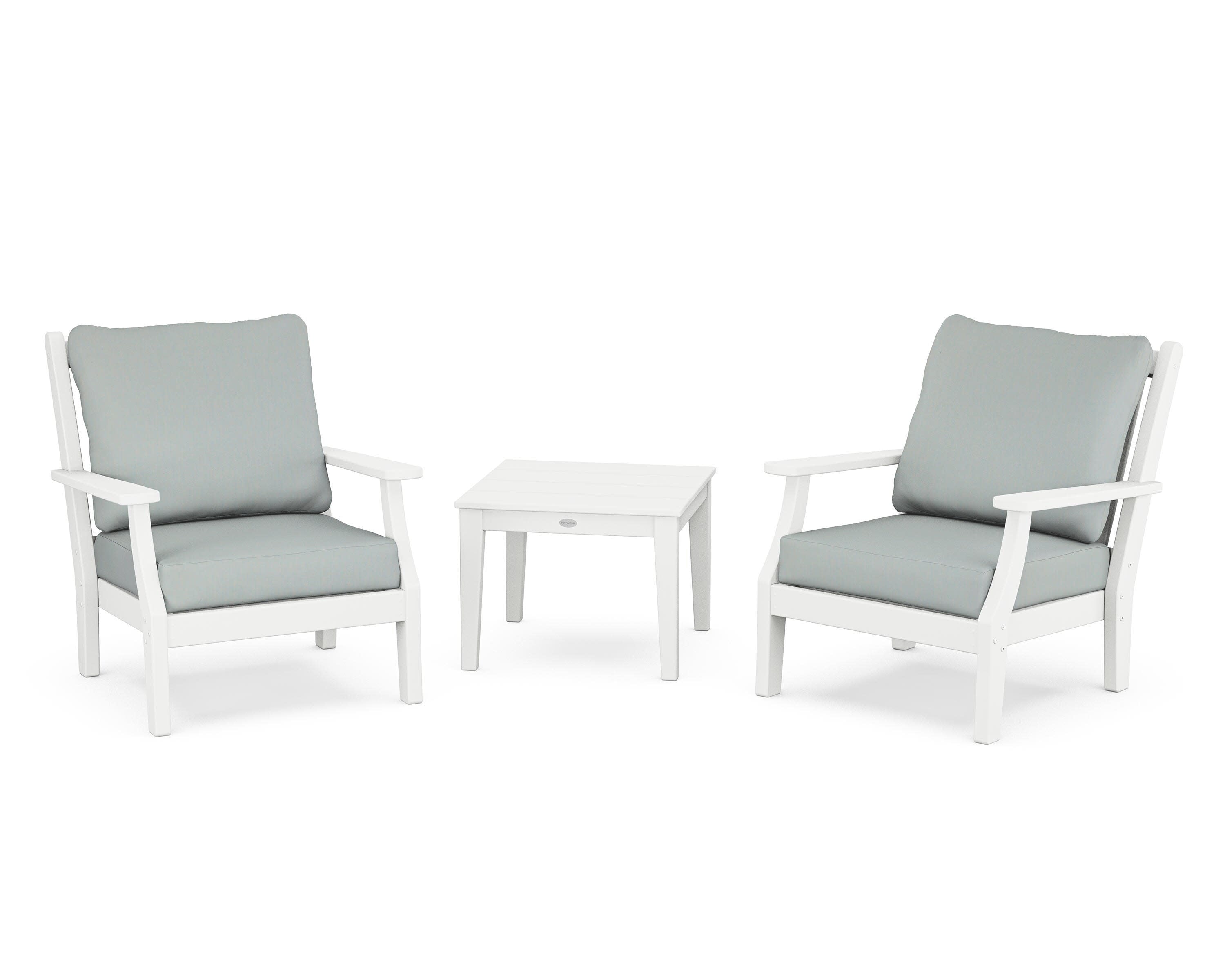 Wovendale 3-Piece Deep Seating Set in White / Spa