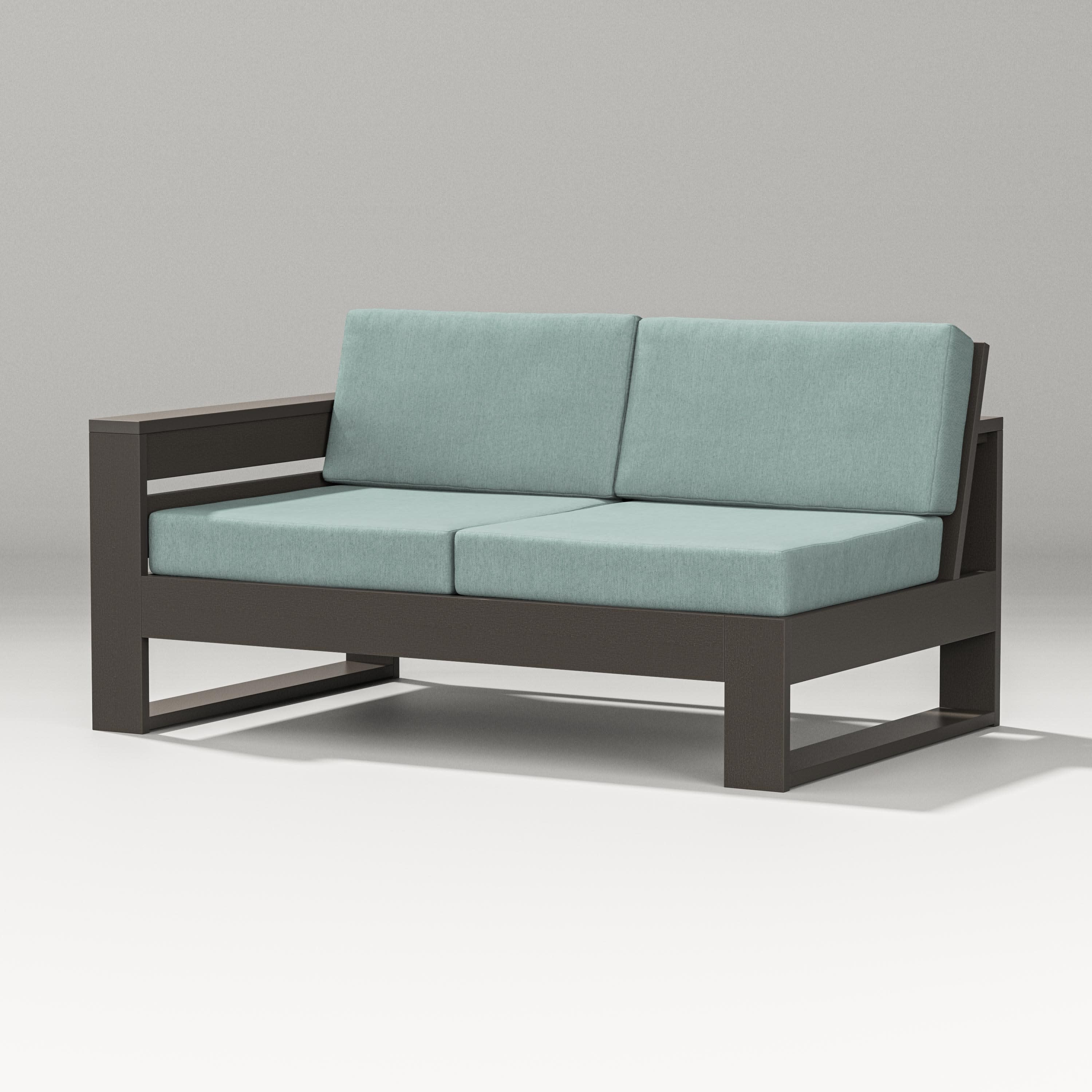 Latitude Modular Left Arm Loveseat in Vintage Coffee / Glacier Spa