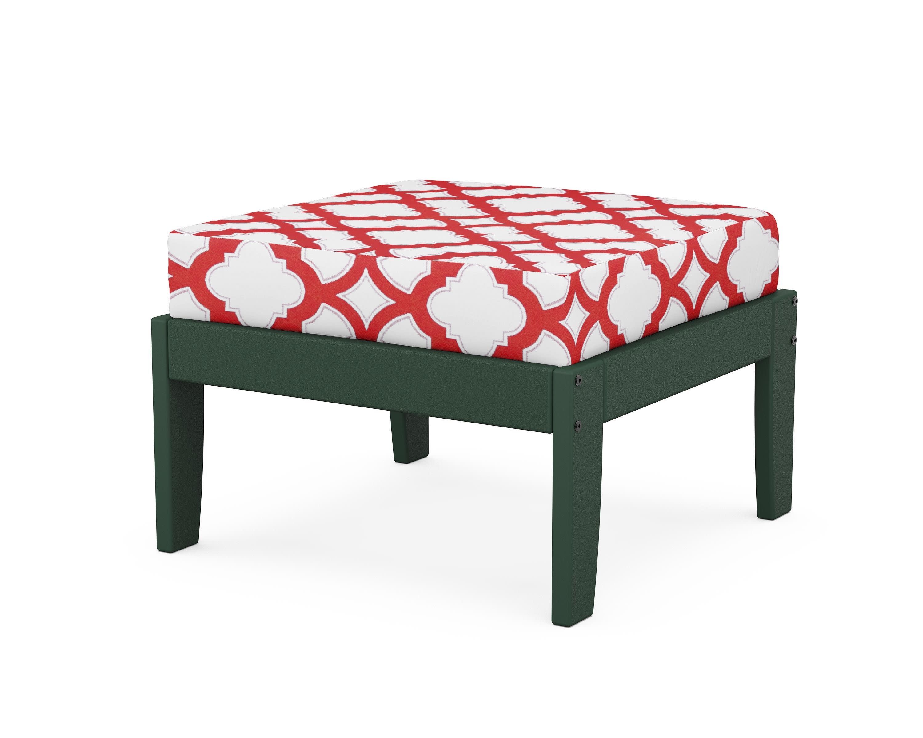 Modular Ottoman - Classic in Green / Trellis Crimson
