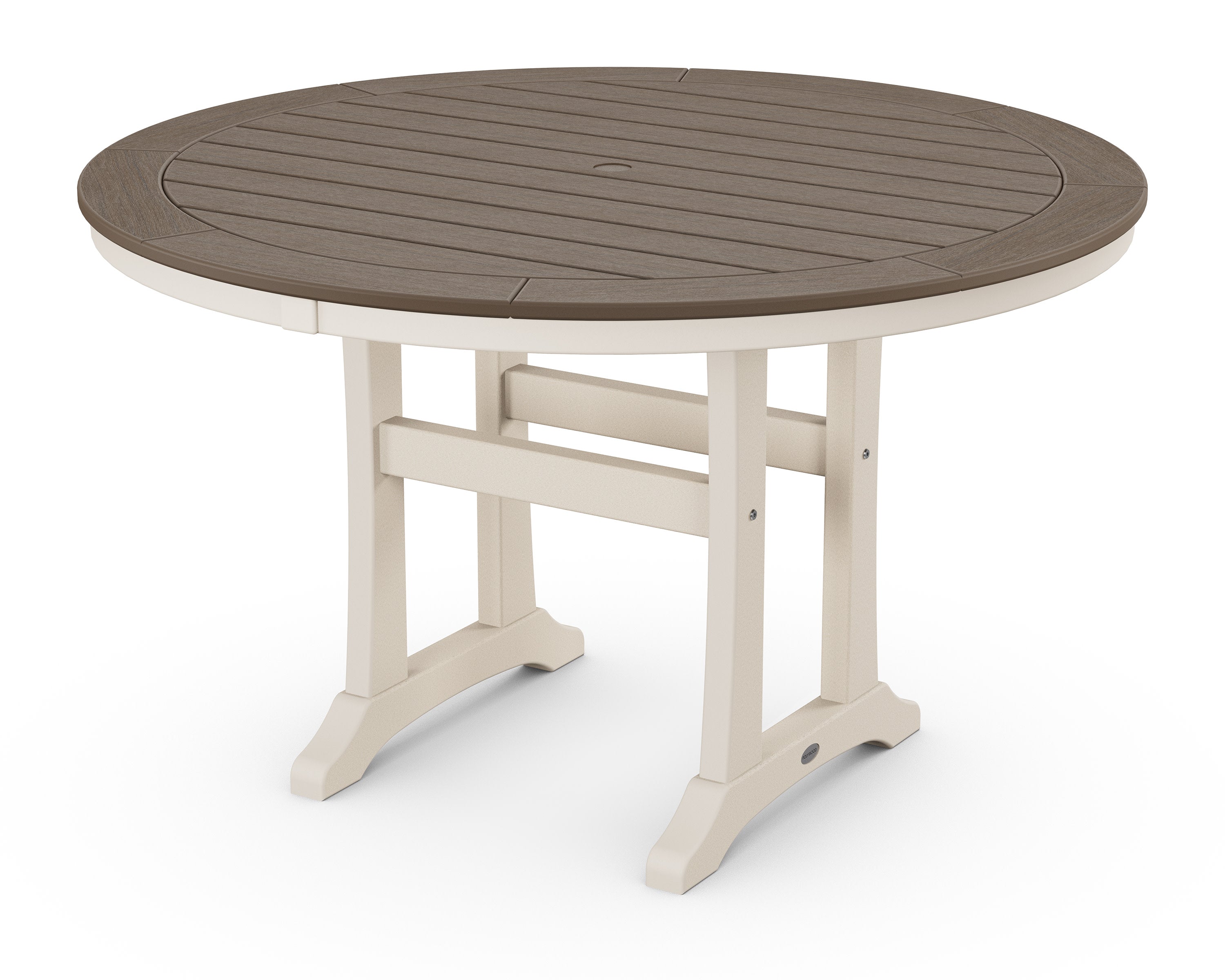 Nautical Trestle 48" Round Dining Table in Sand / Kona