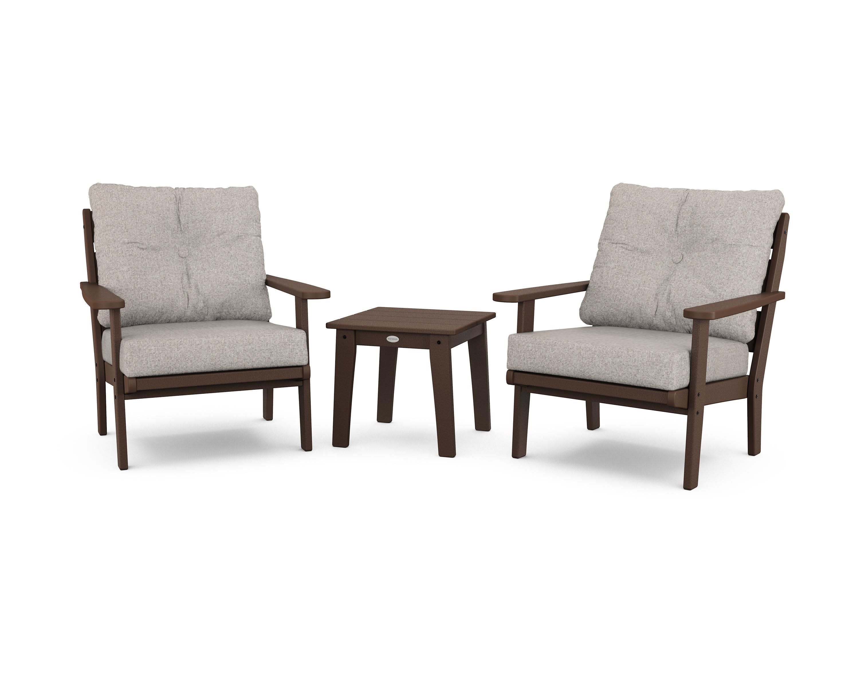 Lakeside 3-Piece Deep Seating Chair Set in Mahogany / Weathered Tweed
