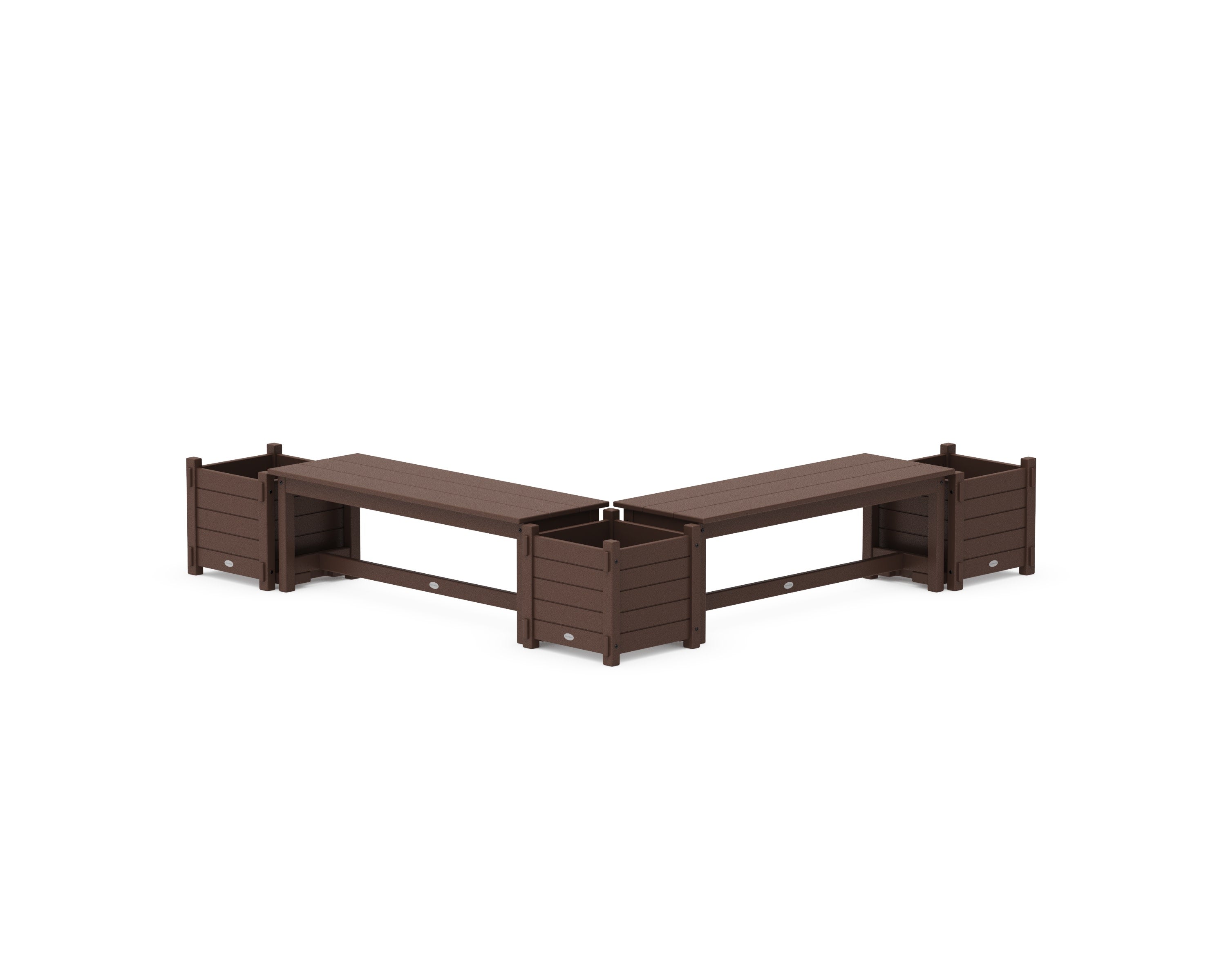 48" Nautical L- Shaped Planter Bench Corner Set in Mahogany