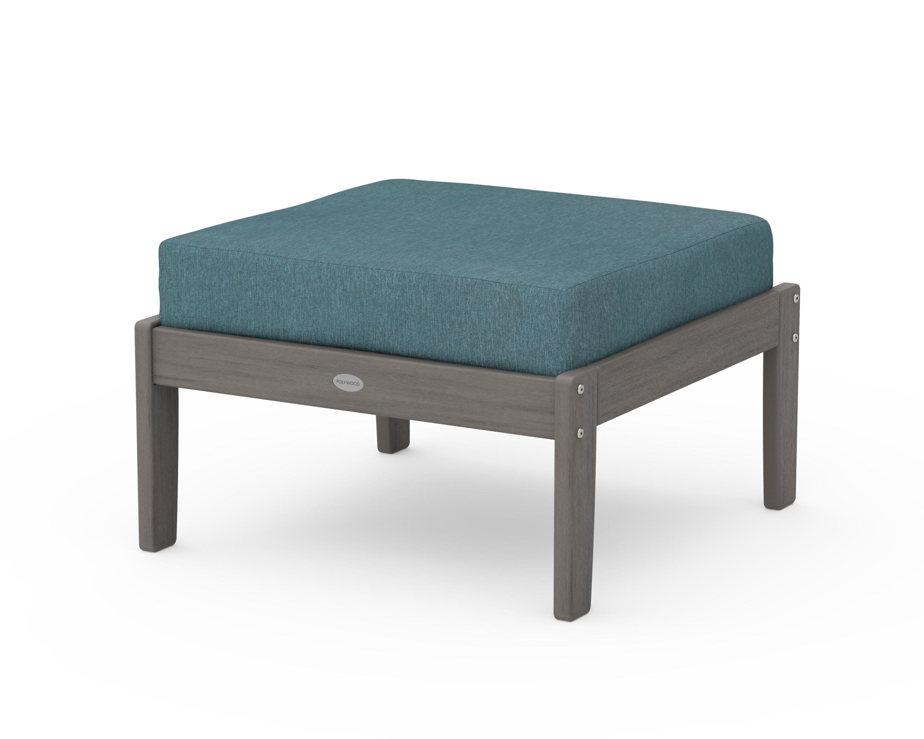 Braxton Deep Seating Ottoman in Driftwood / Ocean Teal
