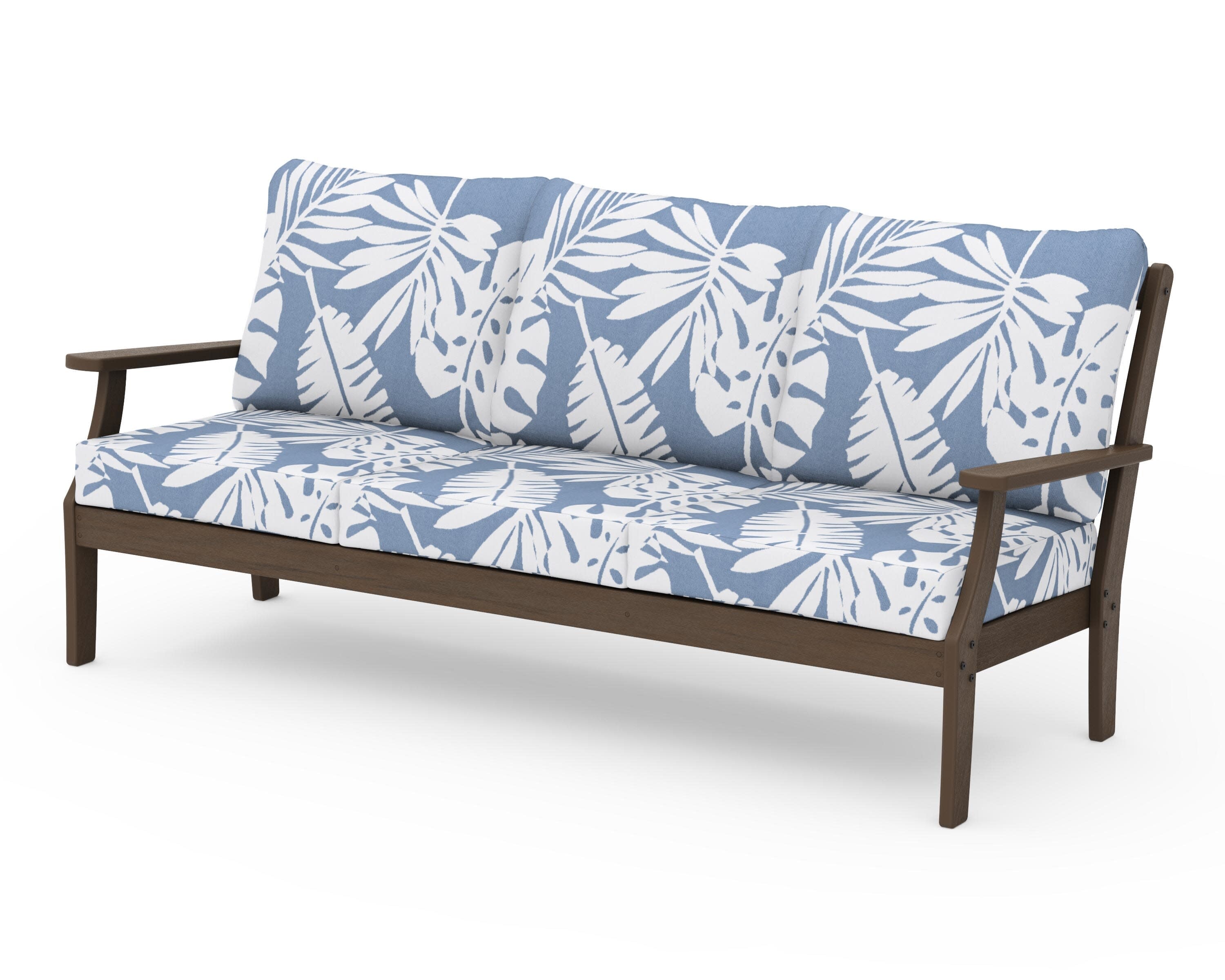 Braxton Deep Seating Sofa in Kona / Leaf Sky Blue