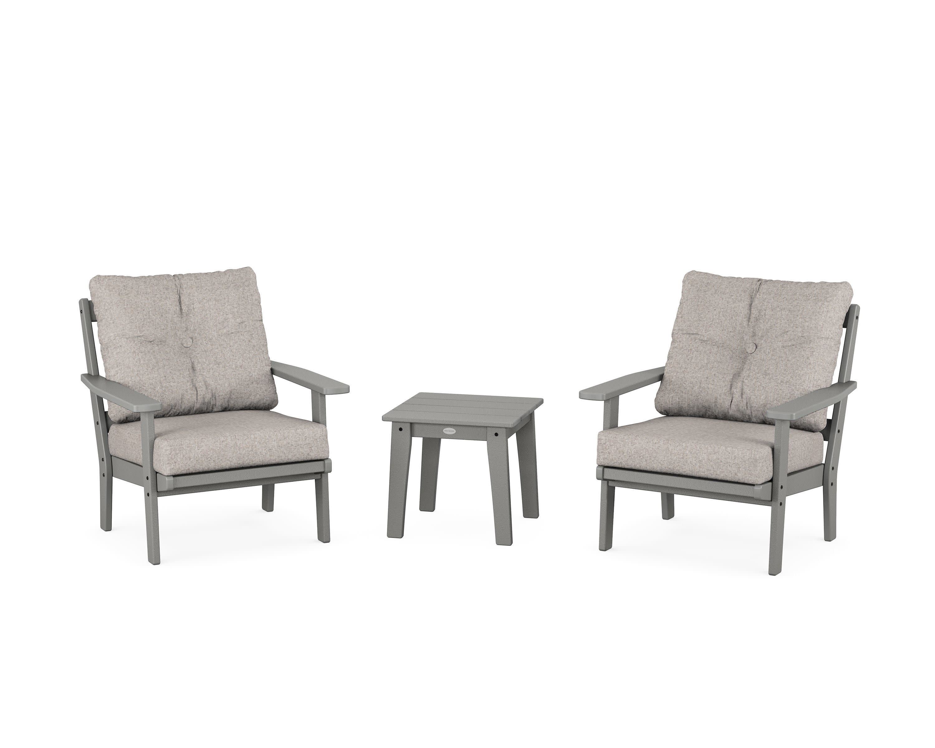 Oxford 3-Piece Deep Seating Set in Slate Grey / Weathered Tweed