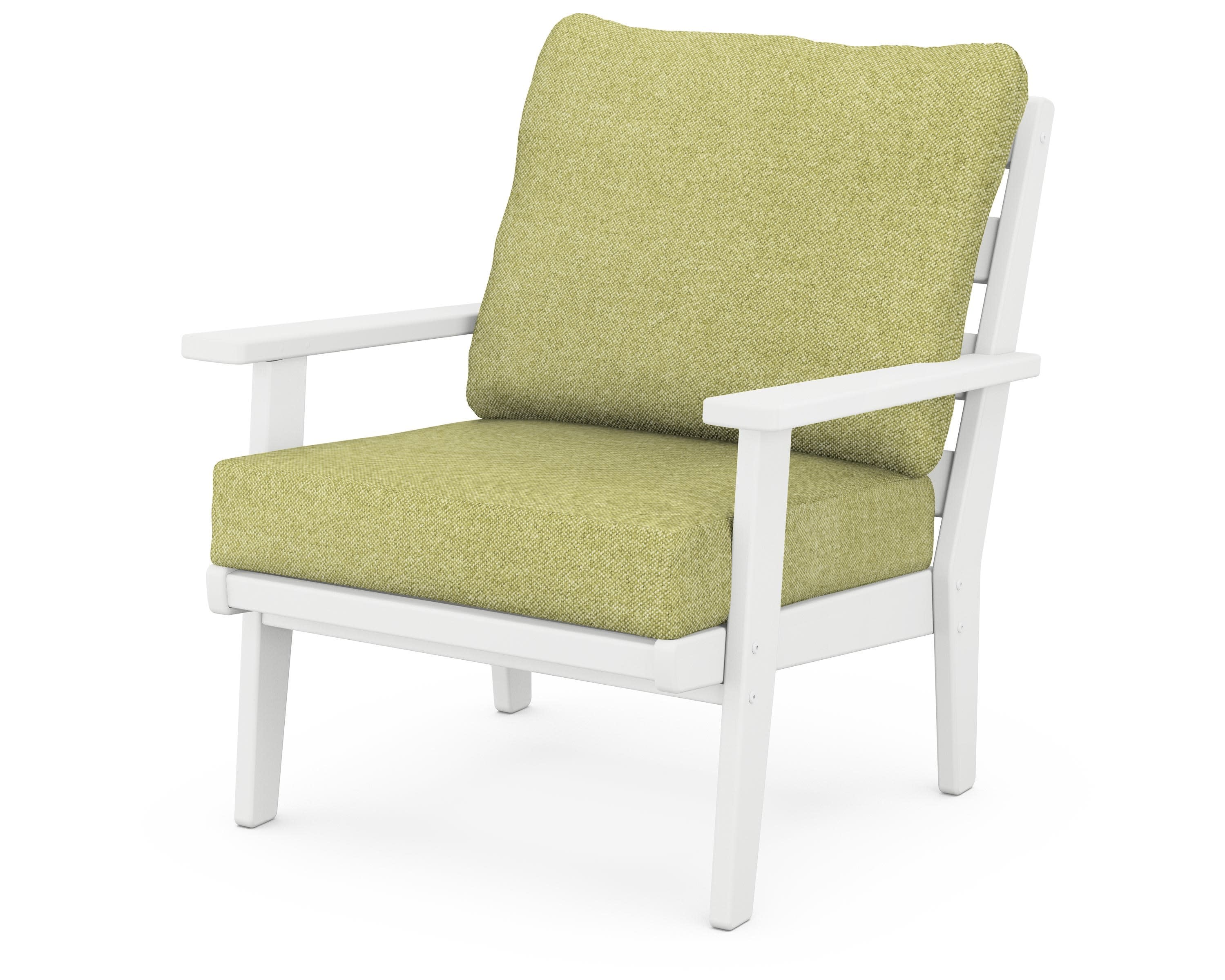 Grant Park Deep Seating Chair in White / Chartreuse Boucle