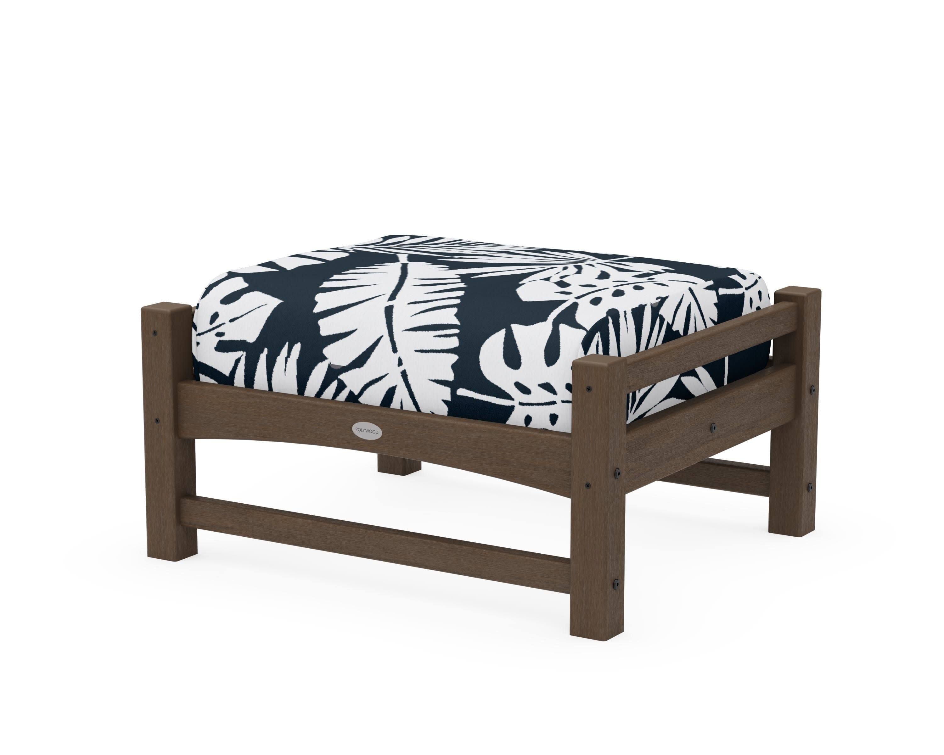 Club Ottoman in Kona / Leaf Marine Indigo