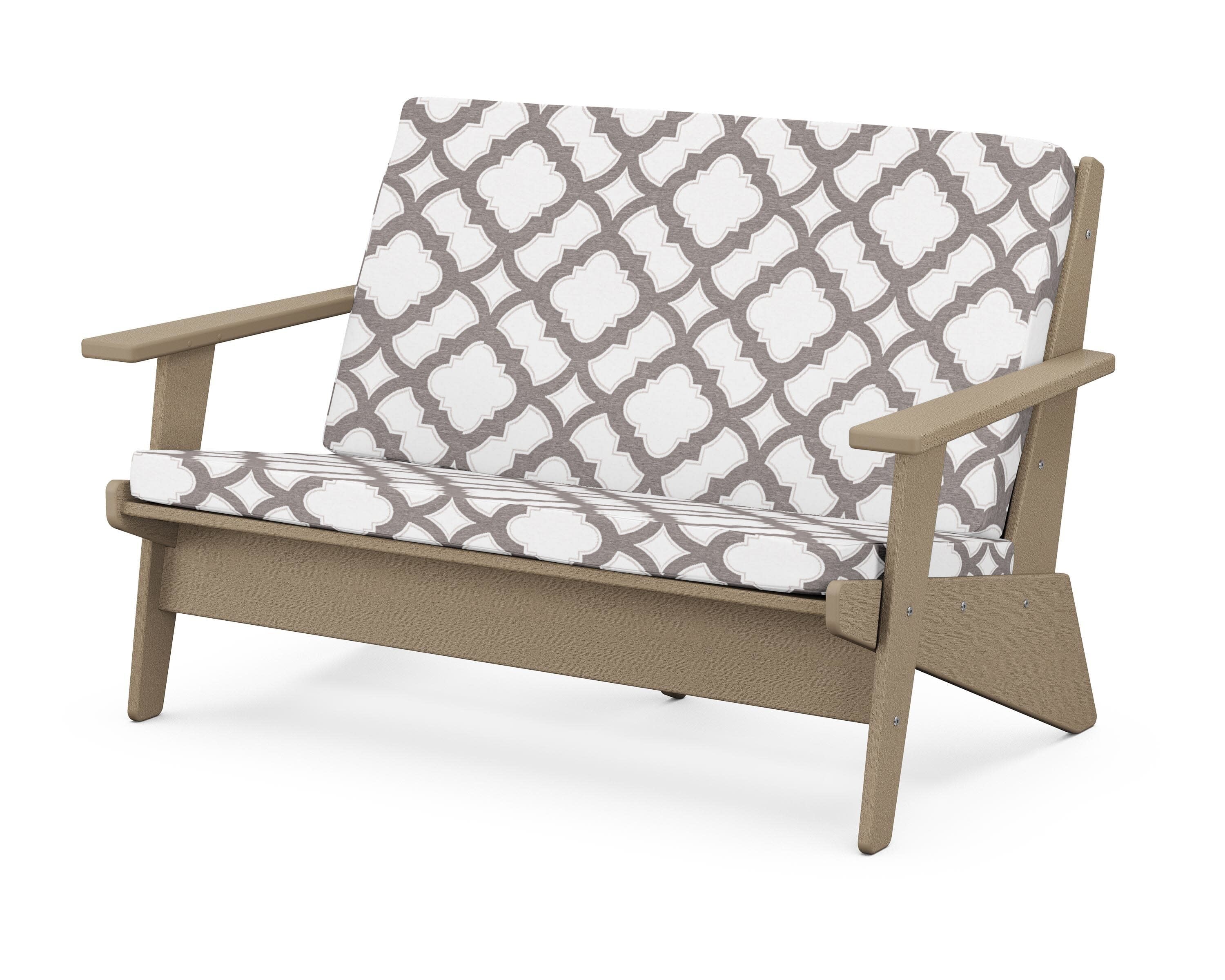 Riviera Modern Lounge Loveseat in Vintage Sahara / Trellis Grey Mist