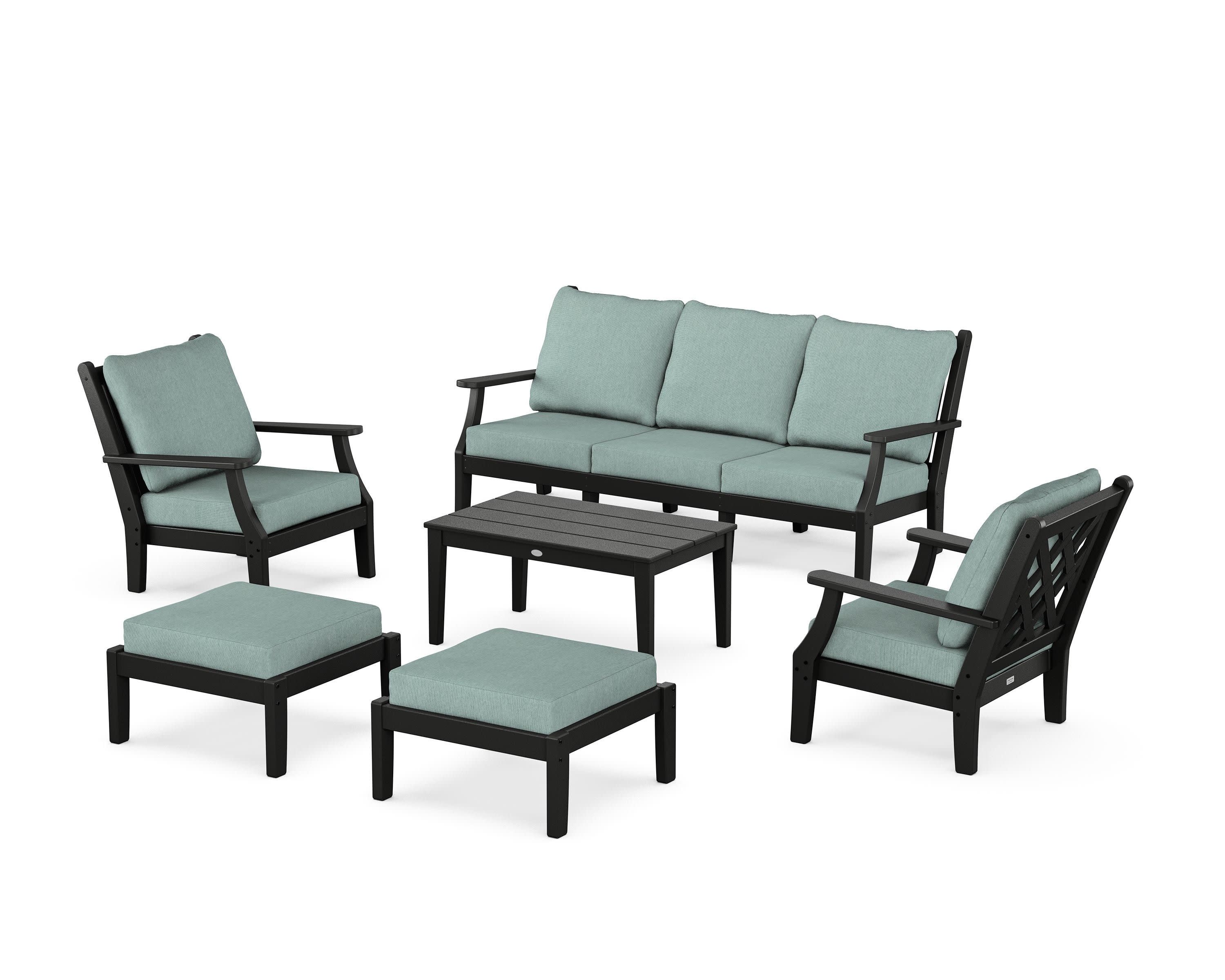 Wovendale 6-Piece Lounge Sofa Set in Black / Glacier Spa