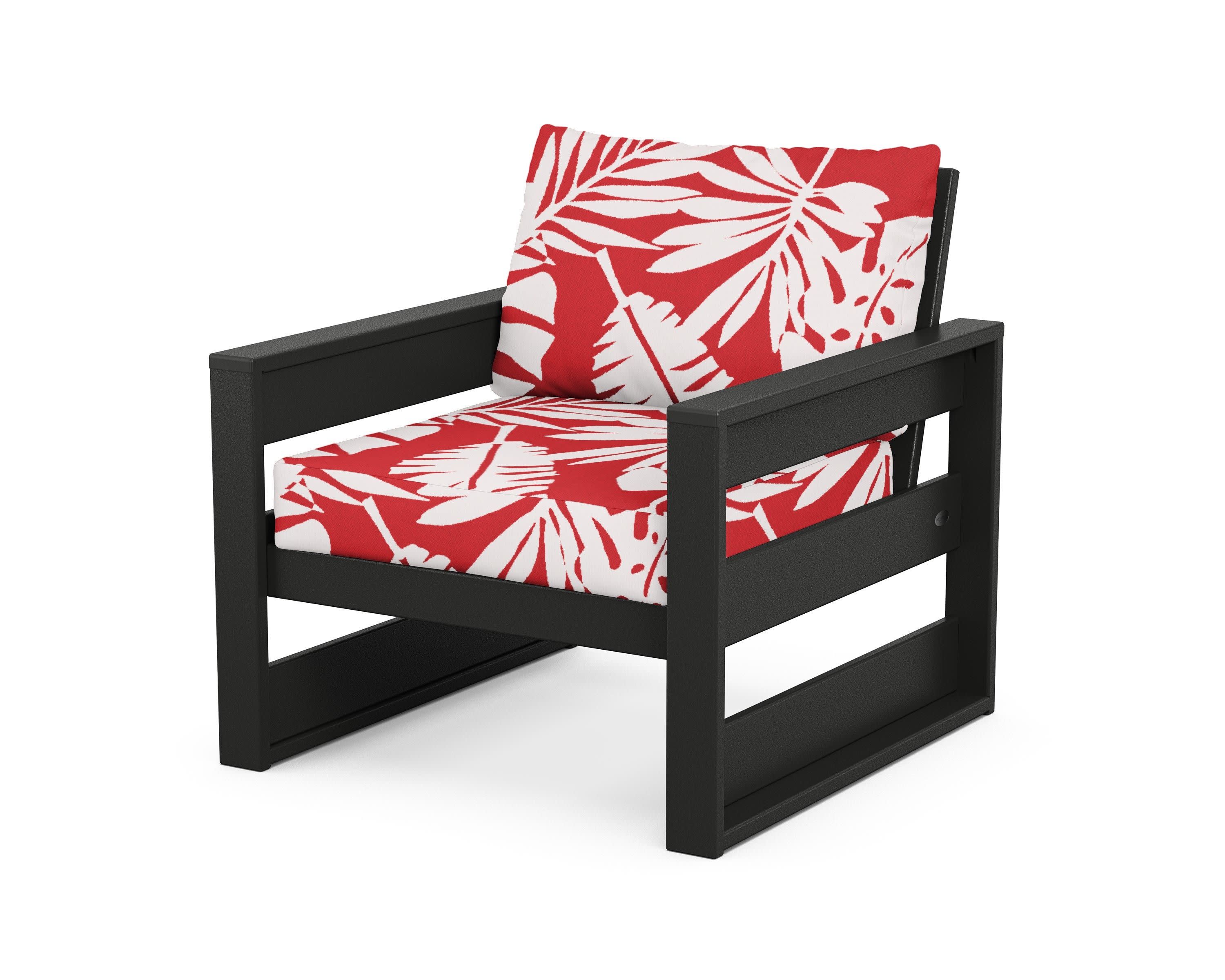 Westport Club Chair in Black / Leaf Crimson