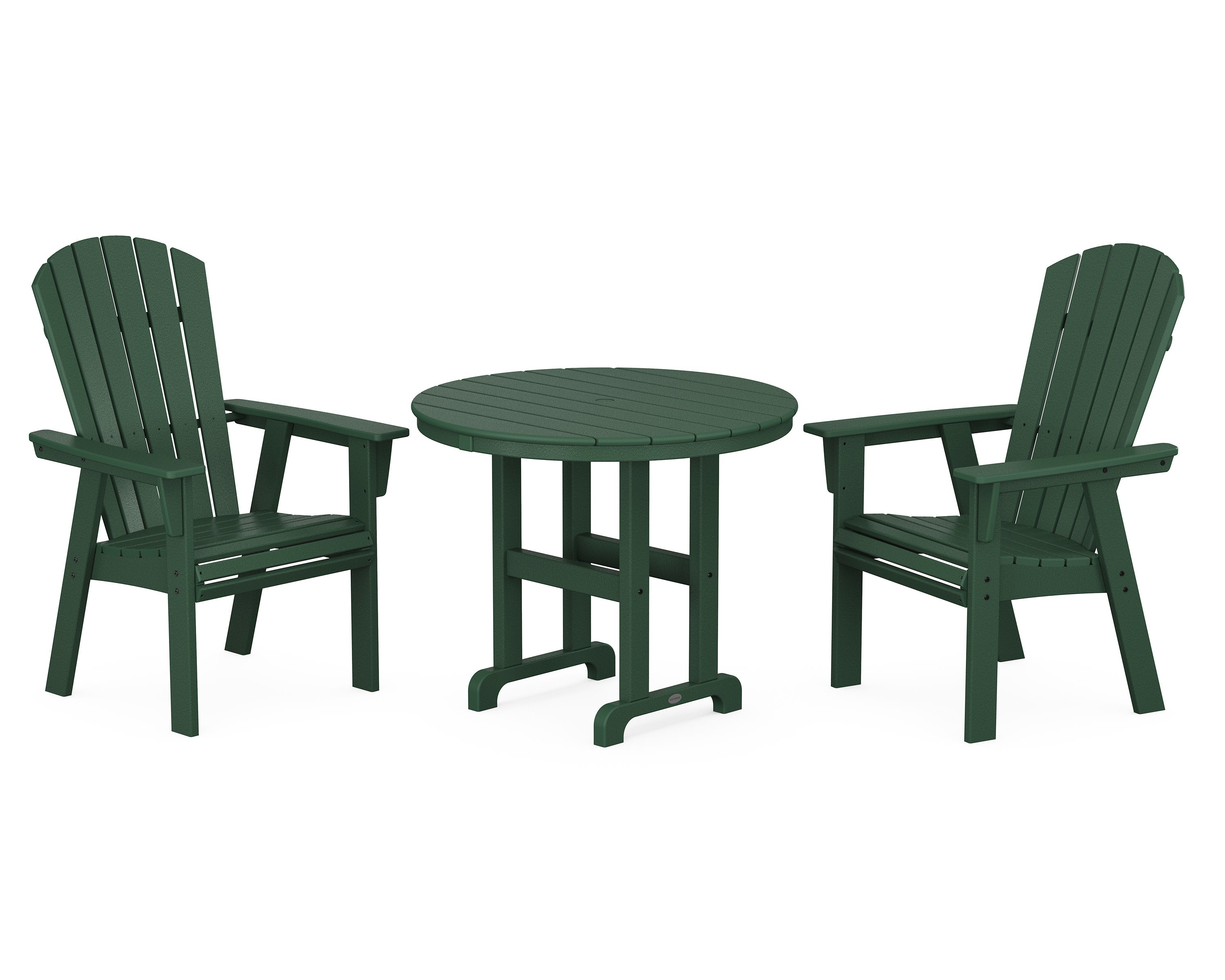 Nautical Adirondack 3-Piece Round Dining Set in Green
