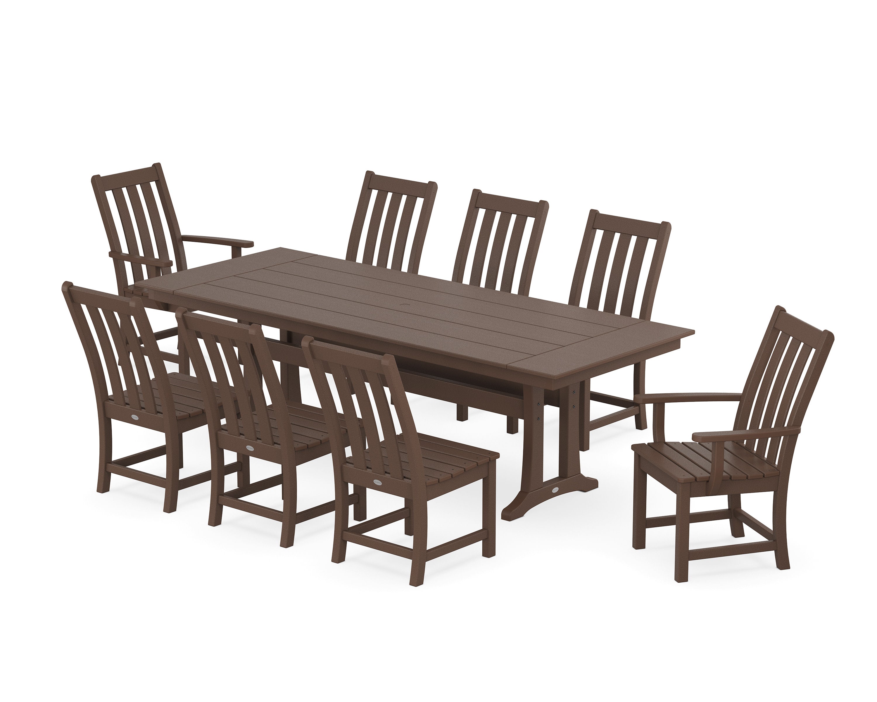 Vineyard 9-Piece Farmhouse Dining Set with Trestle Legs in Mahogany