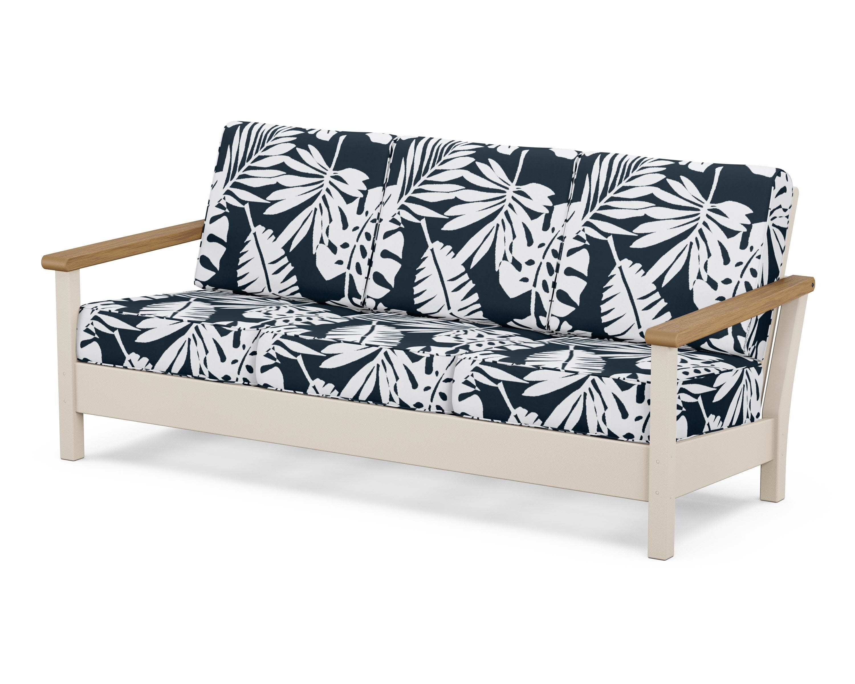 Harbour Deep Seating Sofa in Sand / Natural / Leaf Marine Indigo