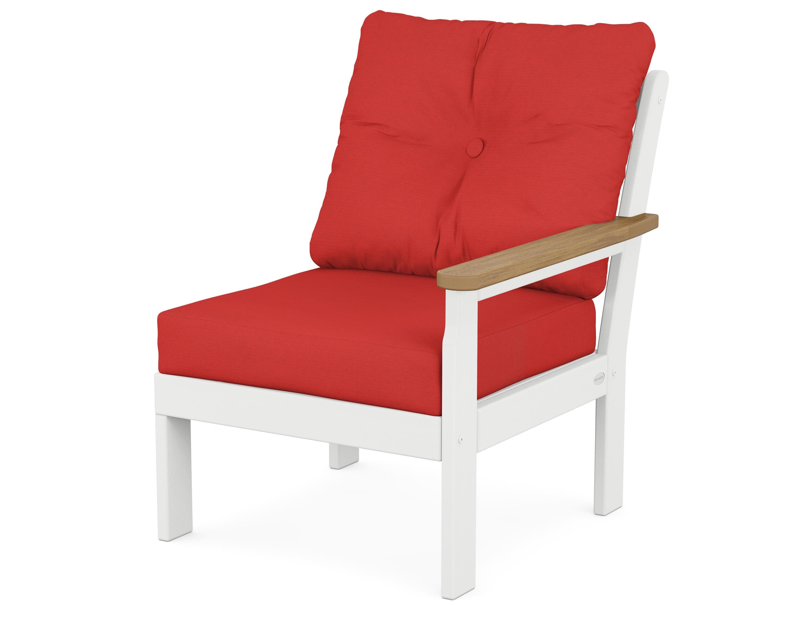 Vineyard Modular Right Arm Chair in White / Natural / Crimson Linen