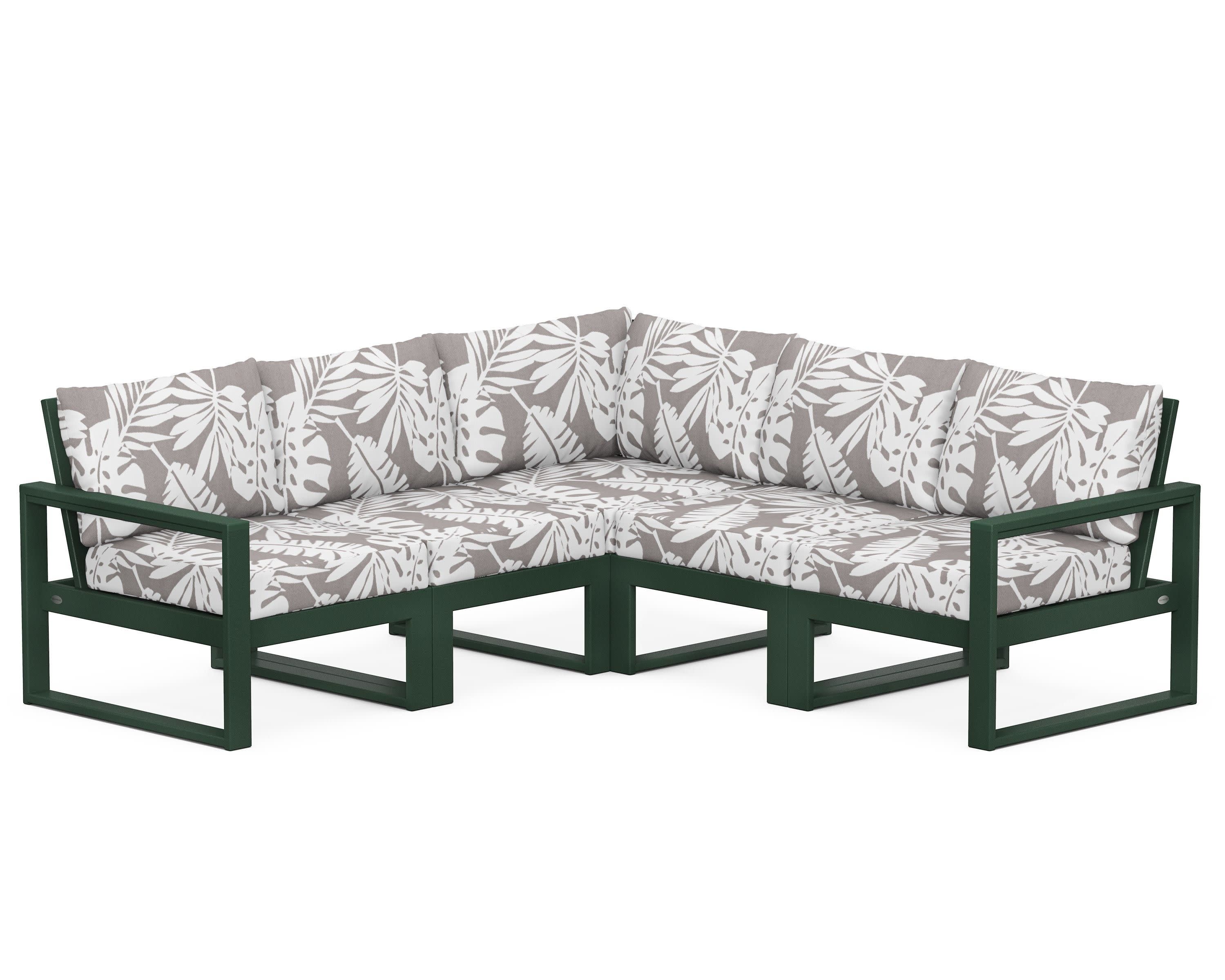 EDGE 5-Piece Modular Deep Seating Set in Green / Leaf Grey Mist