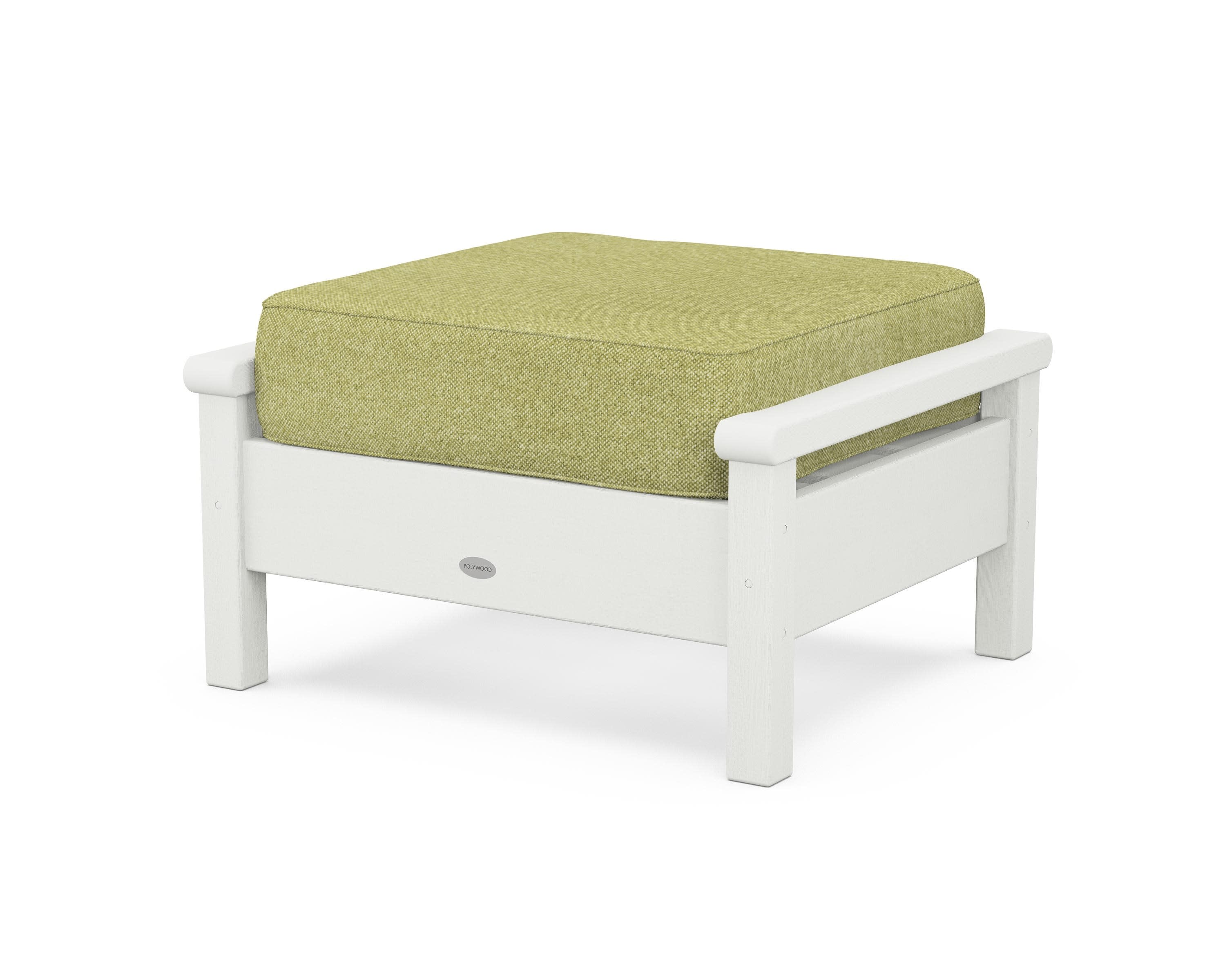 Harbour Deep Seating Ottoman in Vintage White / Chartreuse Boucle