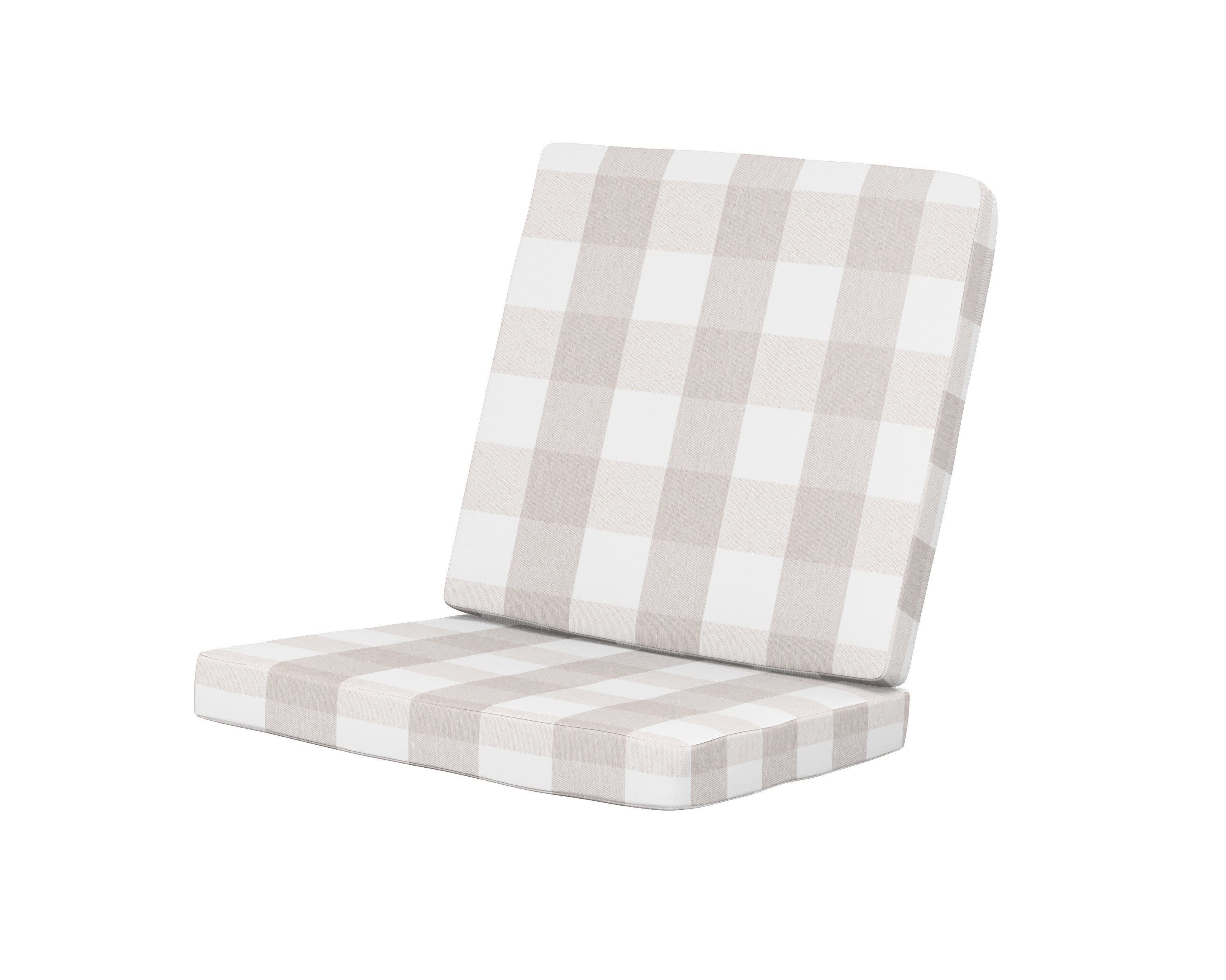 Modern Chair Cushion in Buffalo Plaid Dune Burlap