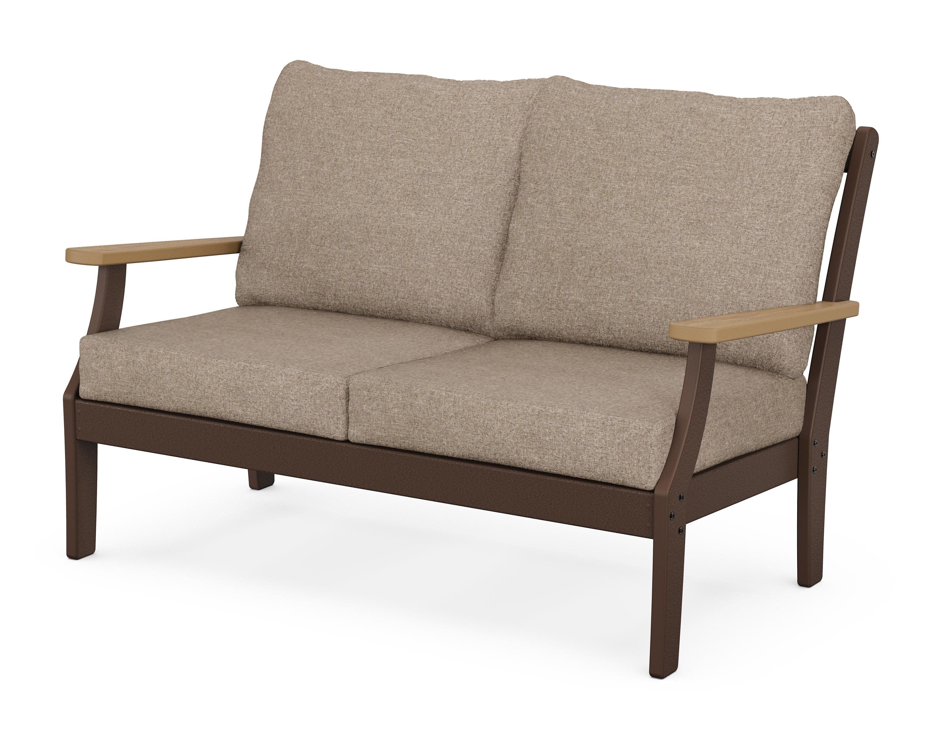 Braxton Deep Seating Loveseat in Mahogany / Natural / Spiced Burlap