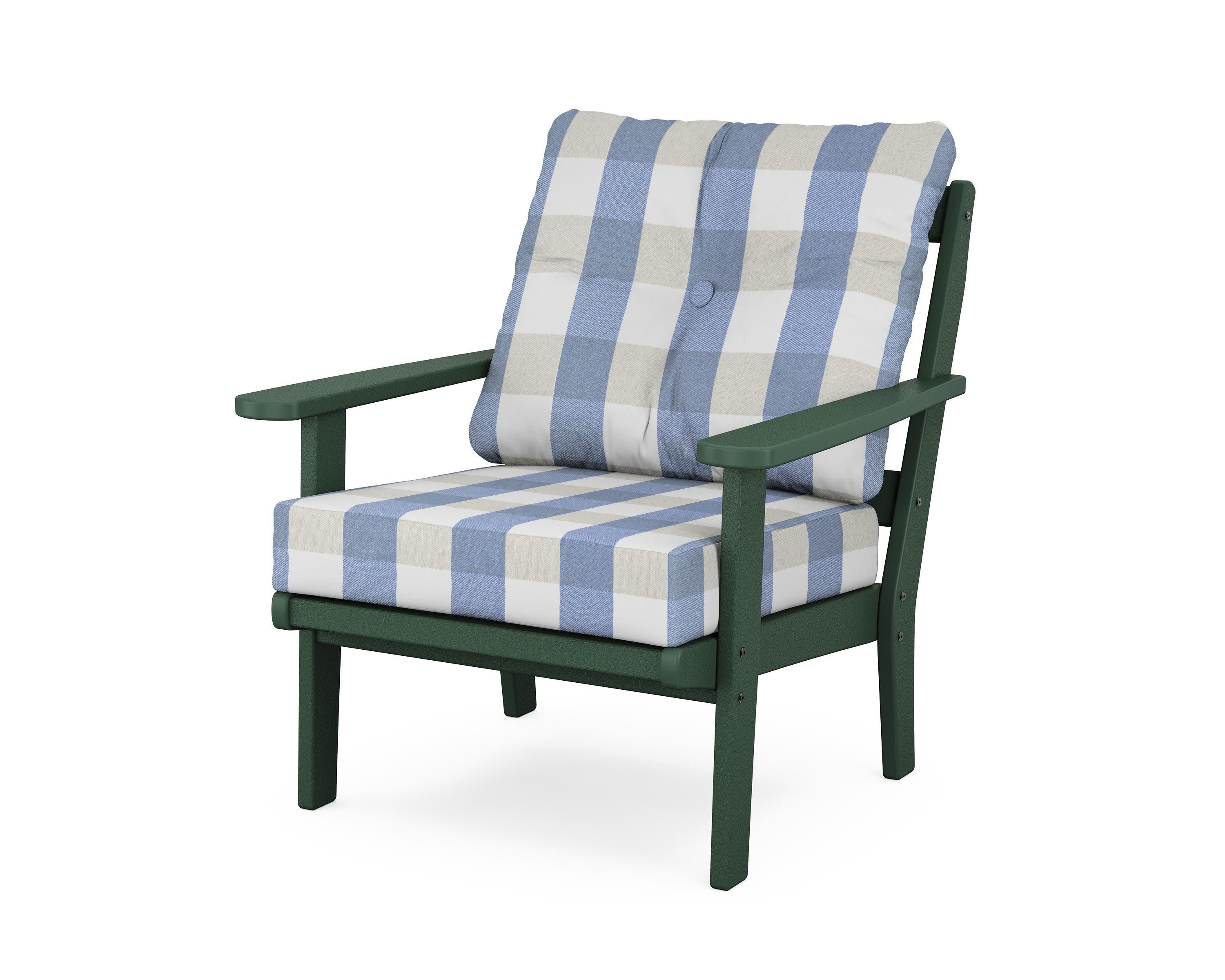 Mission Deep Seating Chair in Green / Buffalo Plaid Sky Blue