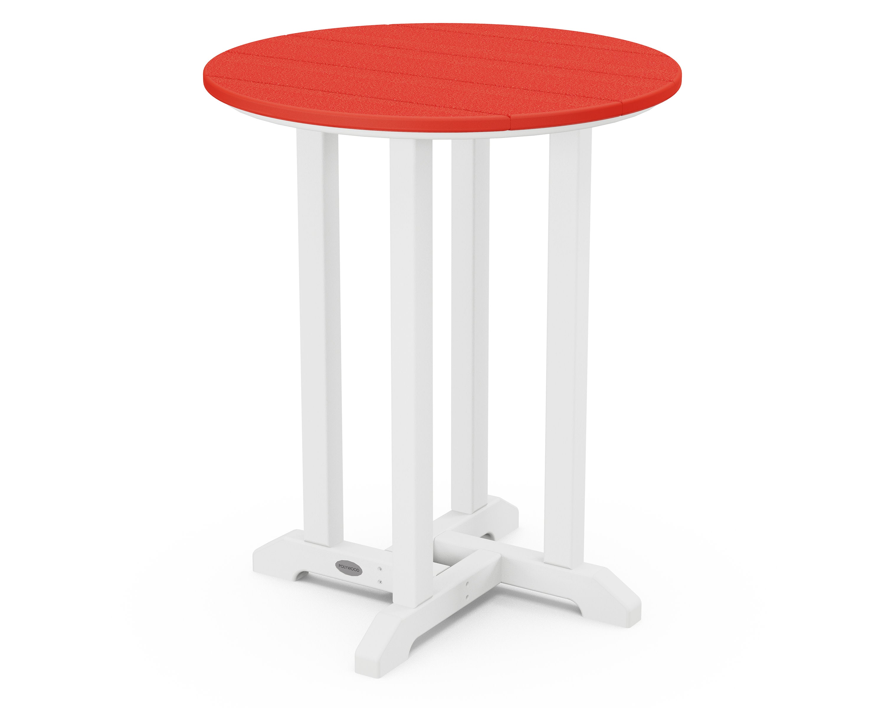 Contempo 24" Round Dining Table in White / Sunset Red